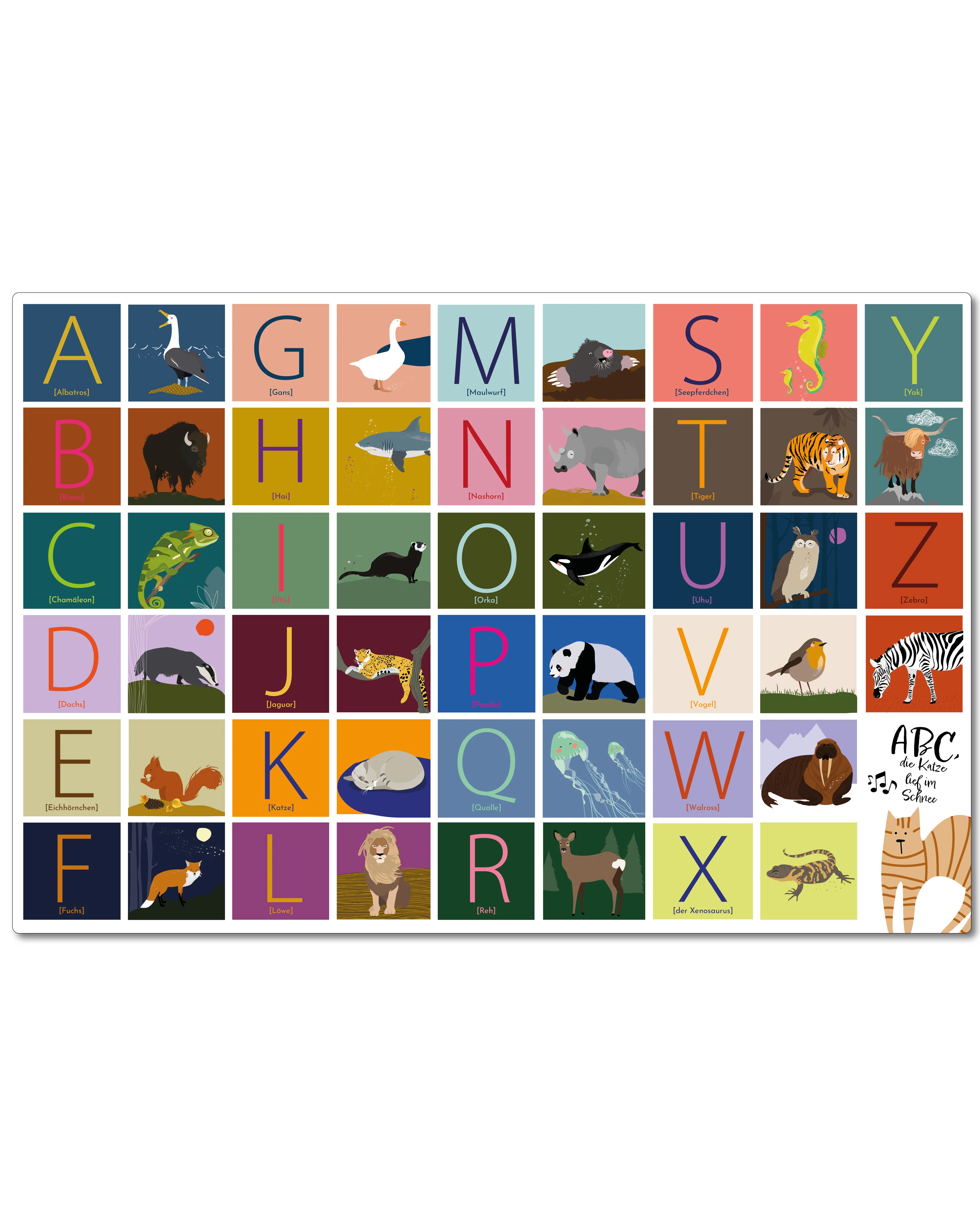 ABC Schreibtischunterlage mit passenden Tieren zu jedem Buchstaben | für Kinder | 60x40 cm - Image 2