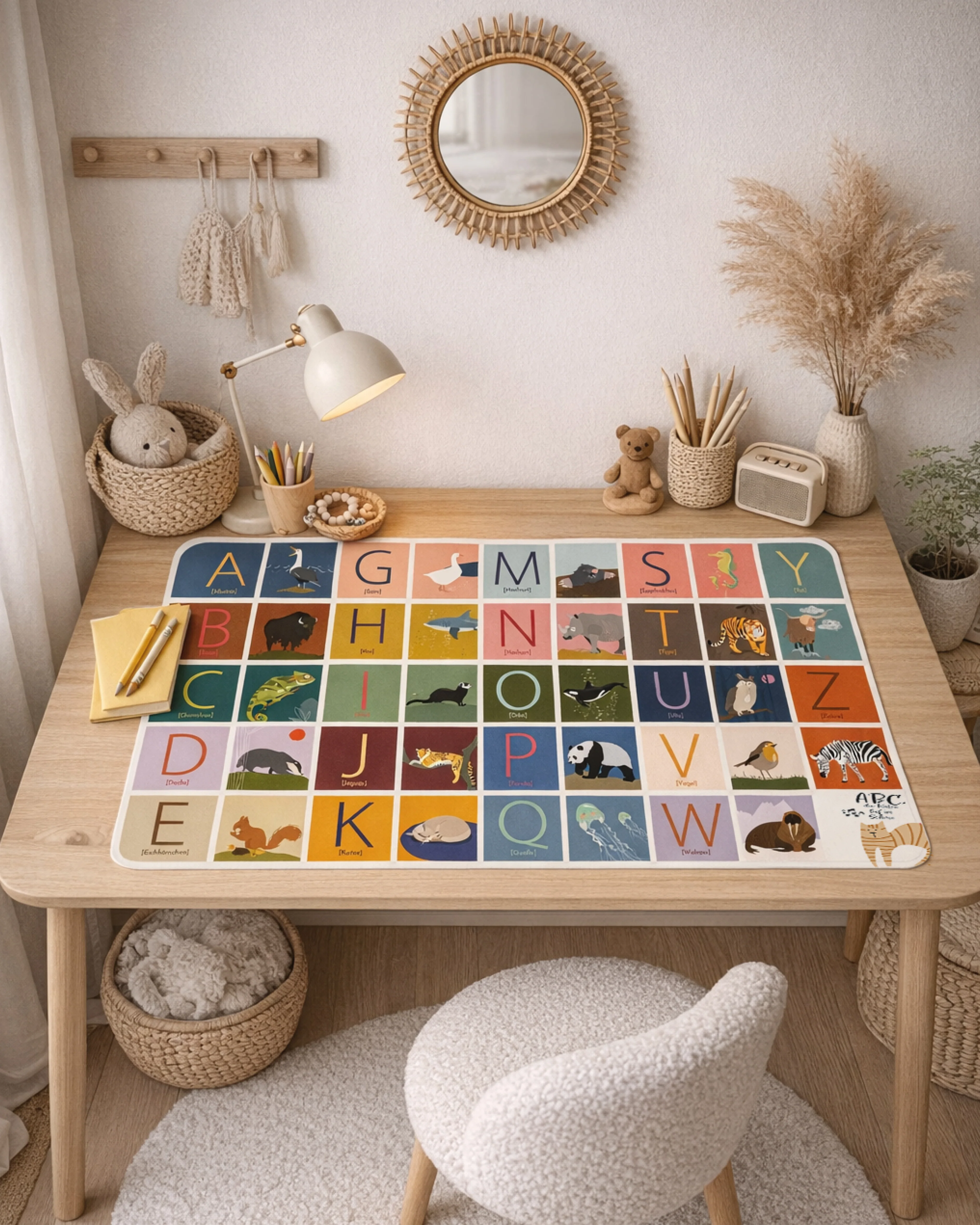 ABC Schreibtischunterlage mit passenden Tieren zu jedem Buchstaben | für Kinder | 60x40 cm - Image 3