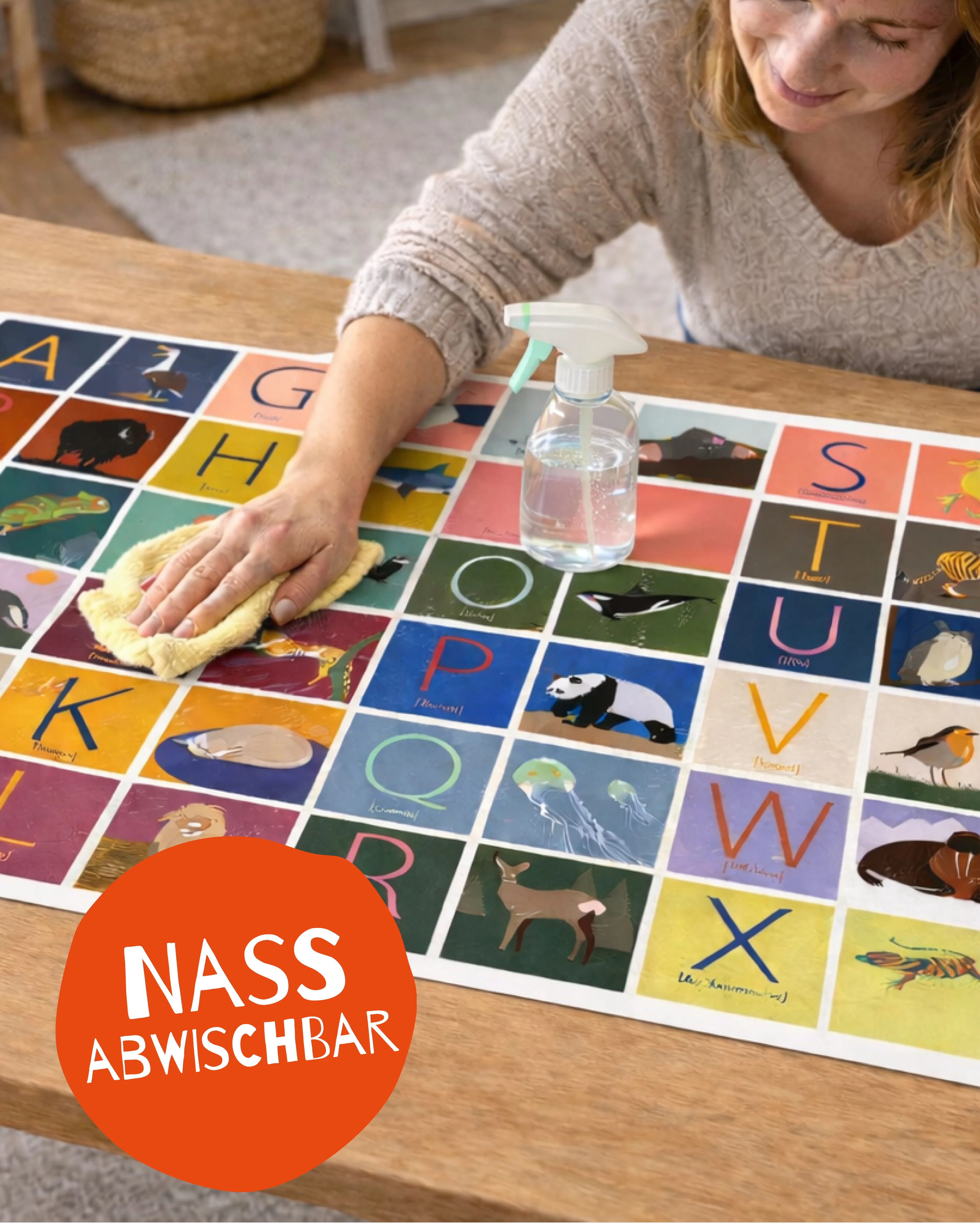 ABC Schreibtischunterlage mit passenden Tieren zu jedem Buchstaben | für Kinder | 60x40 cm - Image 4