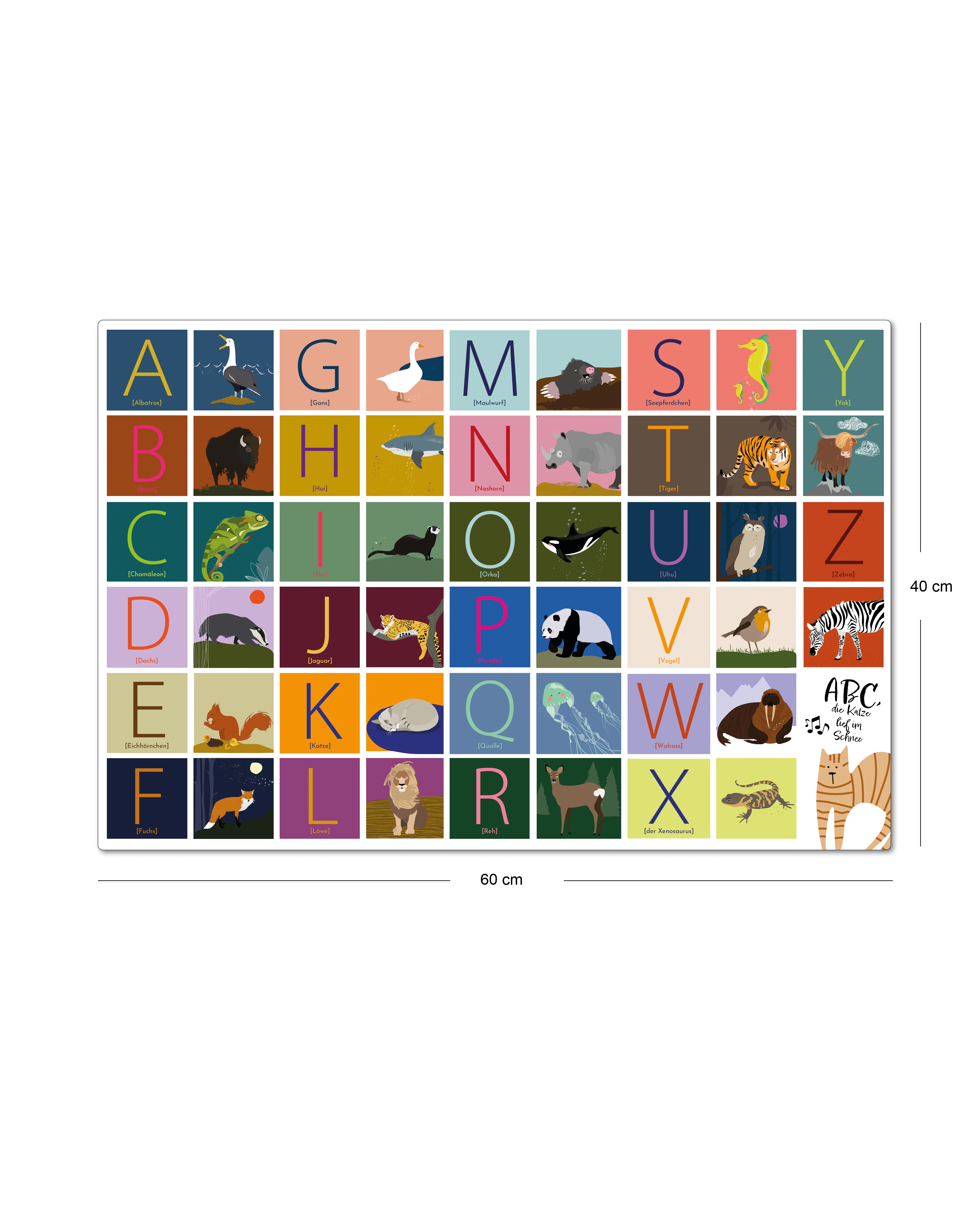 ABC Schreibtischunterlage mit passenden Tieren zu jedem Buchstaben | für Kinder | 60x40 cm - Image 7