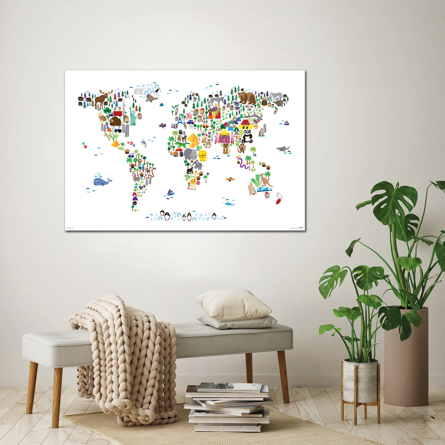 Animal Map Of The World Poster Michael Tompsett Weltkarte - Image 3
