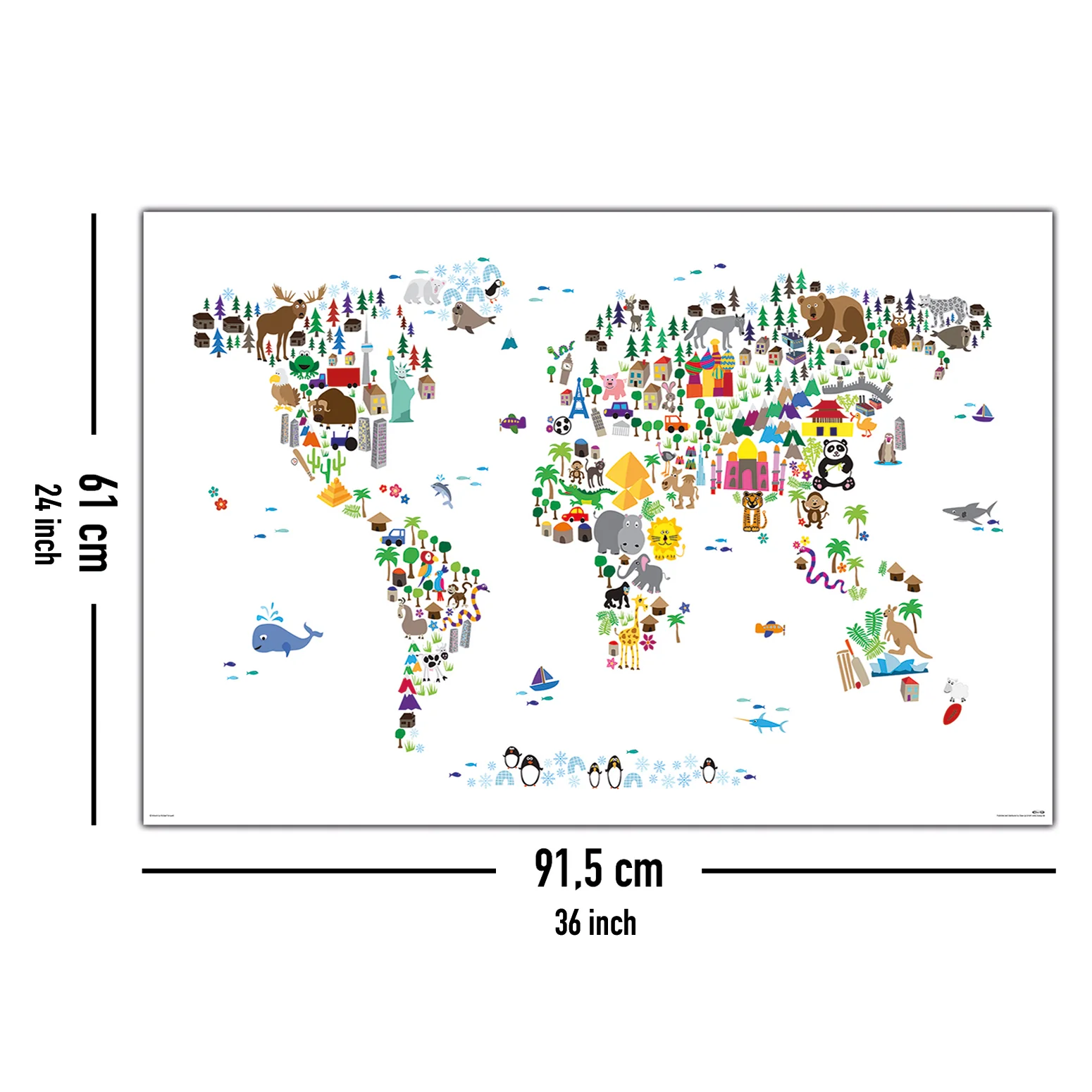 Animal Map Of The World Poster Michael Tompsett Weltkarte - Image 5