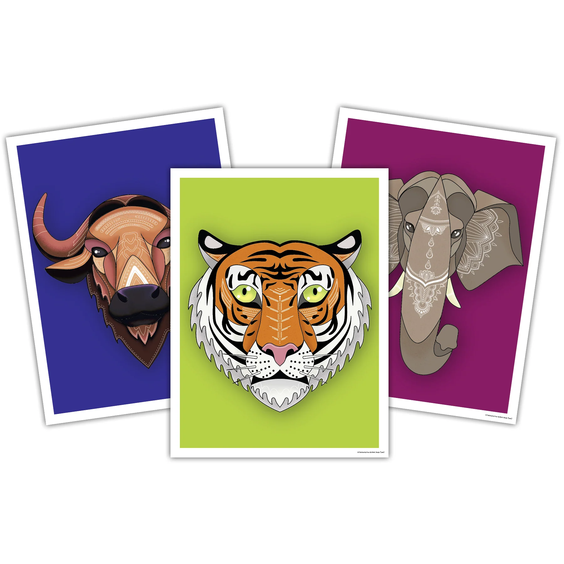 Asiatische Tiere Kunstdruck 3er-Set, Madeleine