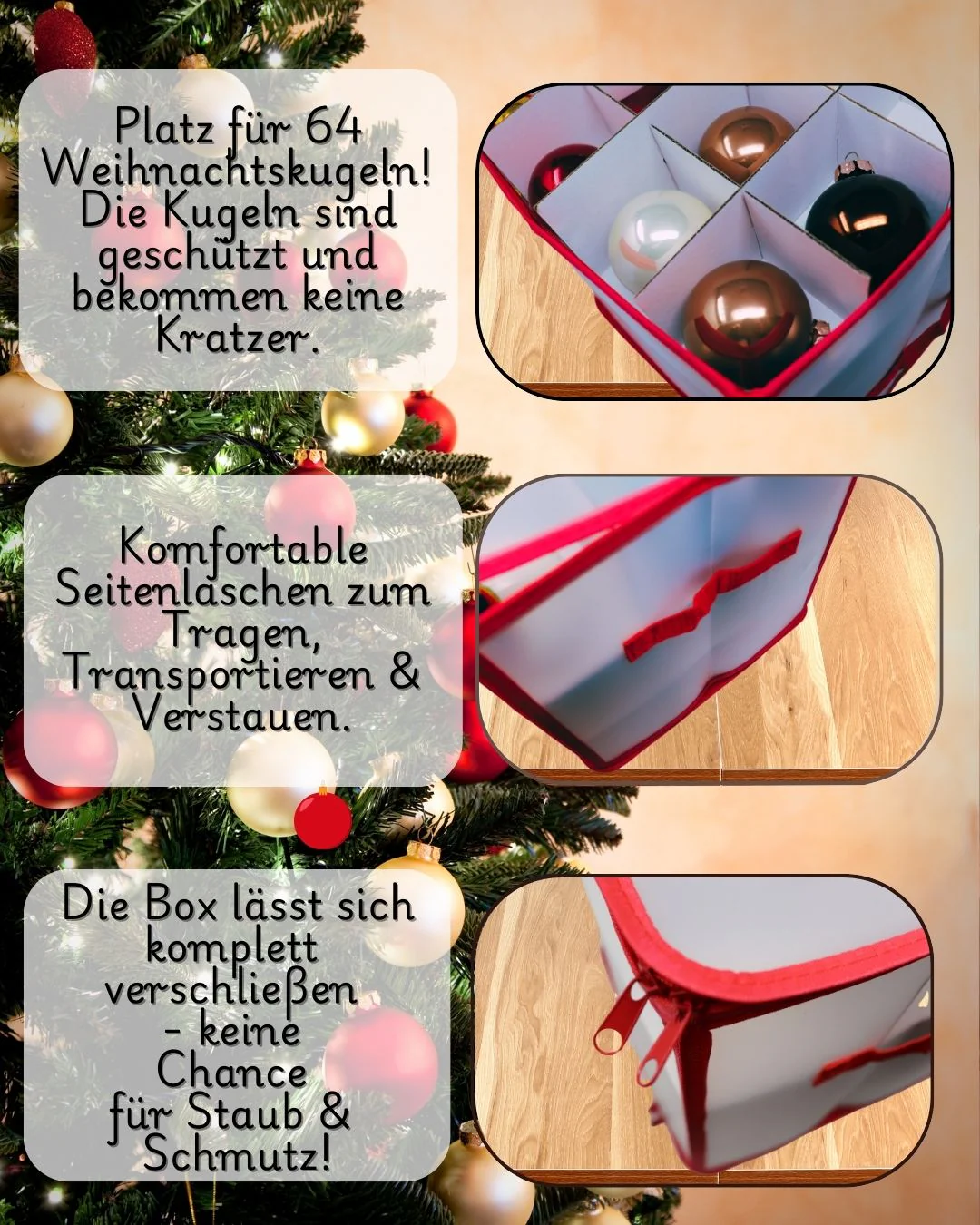 Aufbewahrungsbox für Christbaumkugeln Rot 64 - Image 4