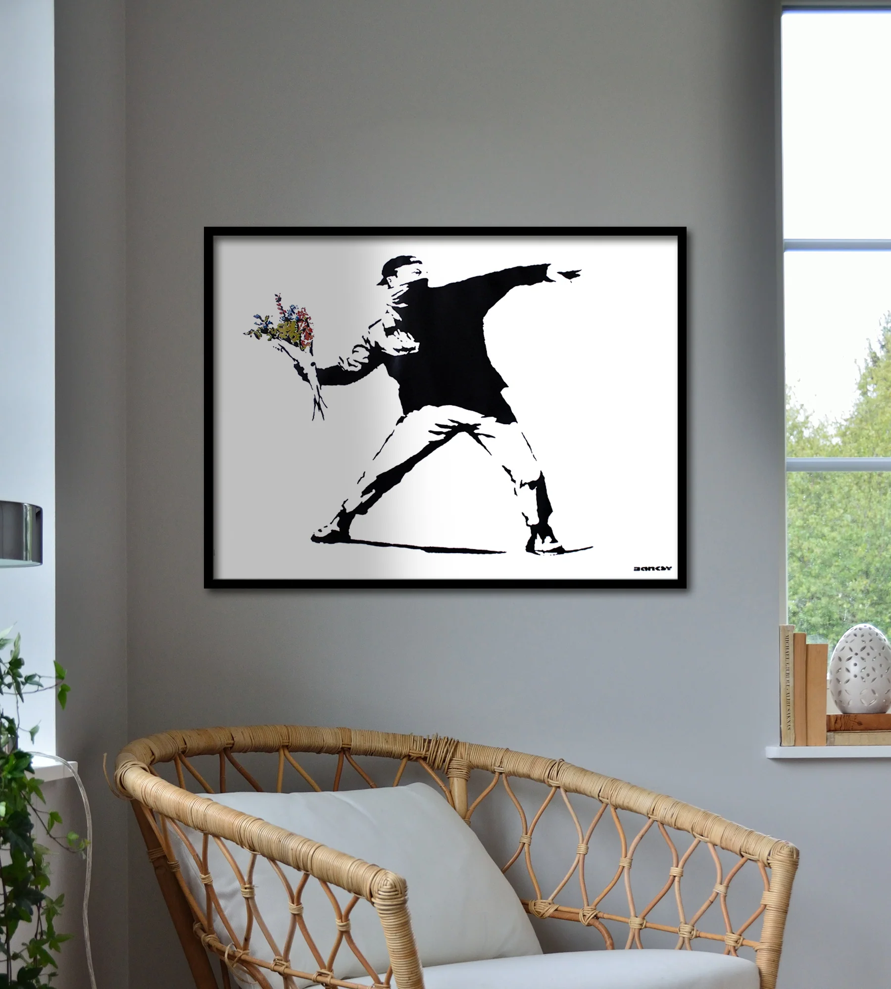 Banksy Poster Graffiti Throwing Flowers - Image 7