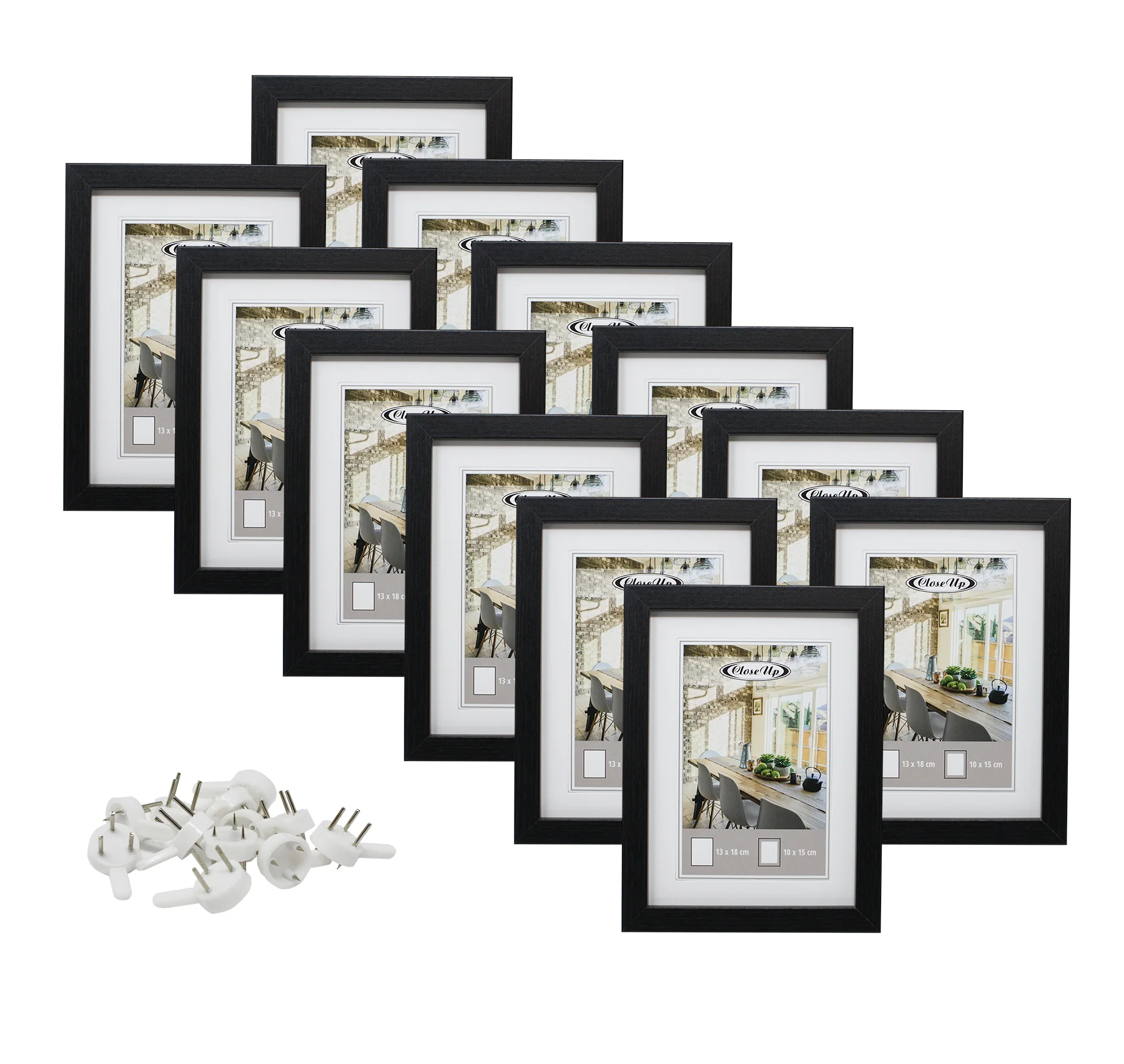 Bilderrahmen-Set 13 x 18 cm schwarz, 12 Stück