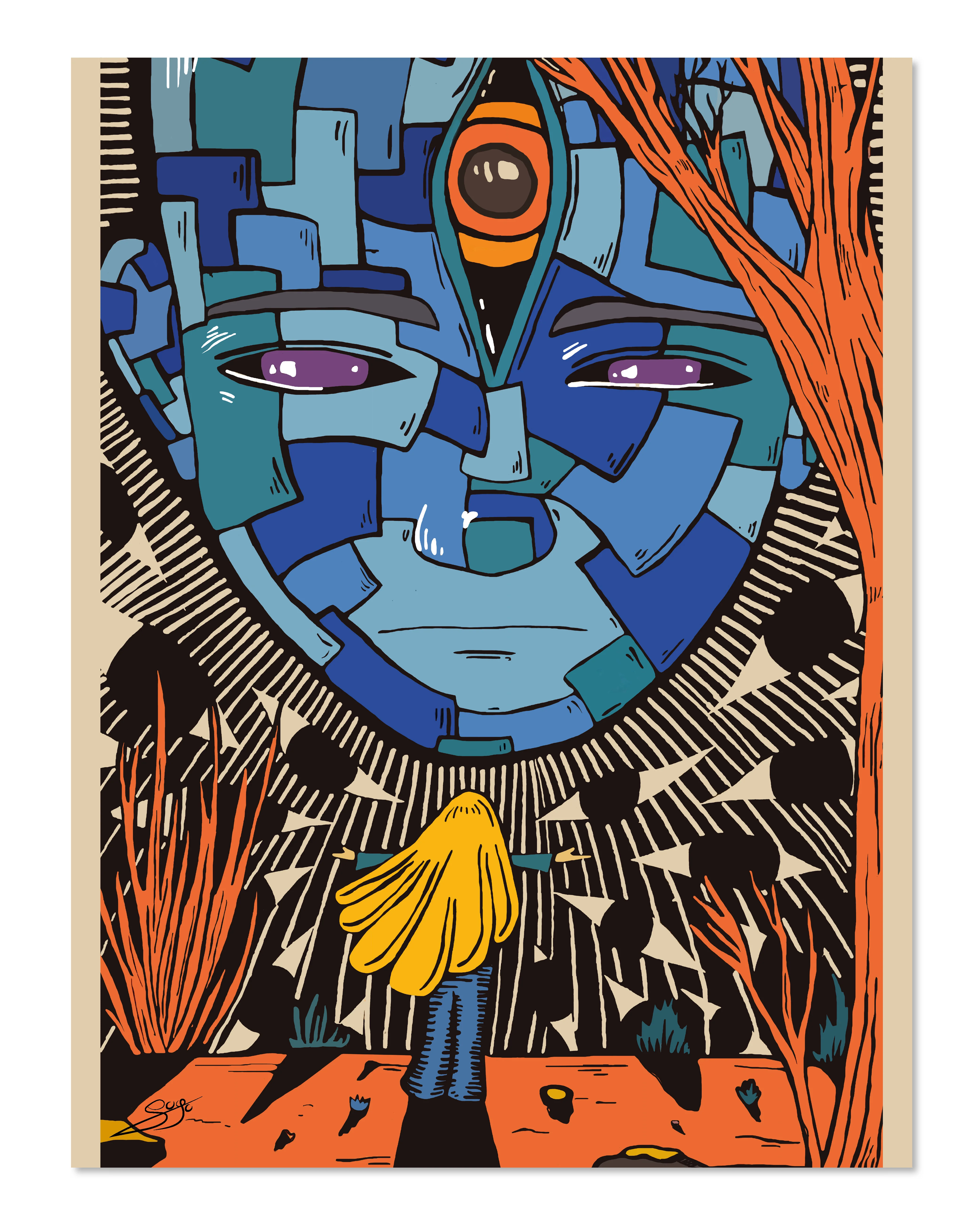 Blue Face Kunstdruck by Soyu