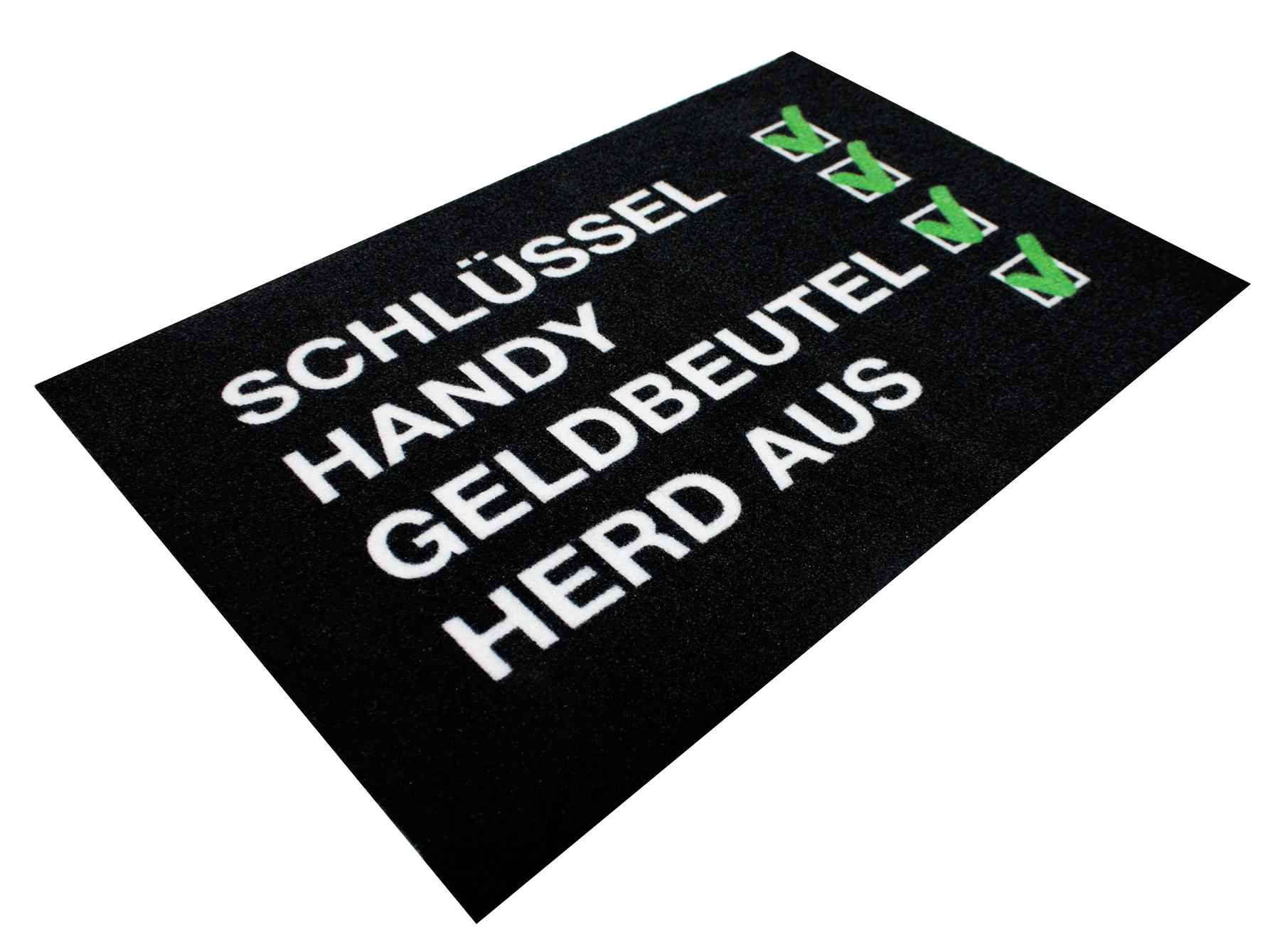 Checkliste Fußmatte Schlüssel, Handy, Geldbeutel, Herd aus - Image 3