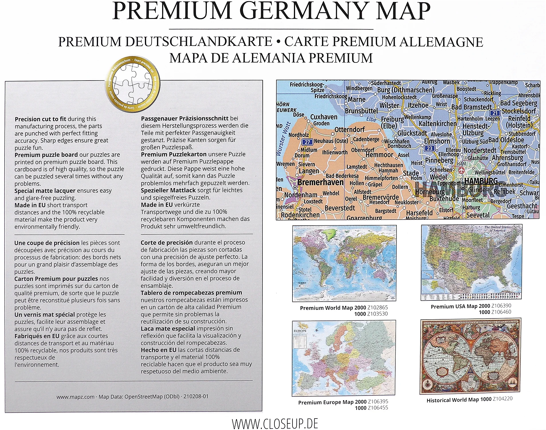 Deutschlandkarte Puzzle 1000 Teile, 48 x 68cm - Image 3