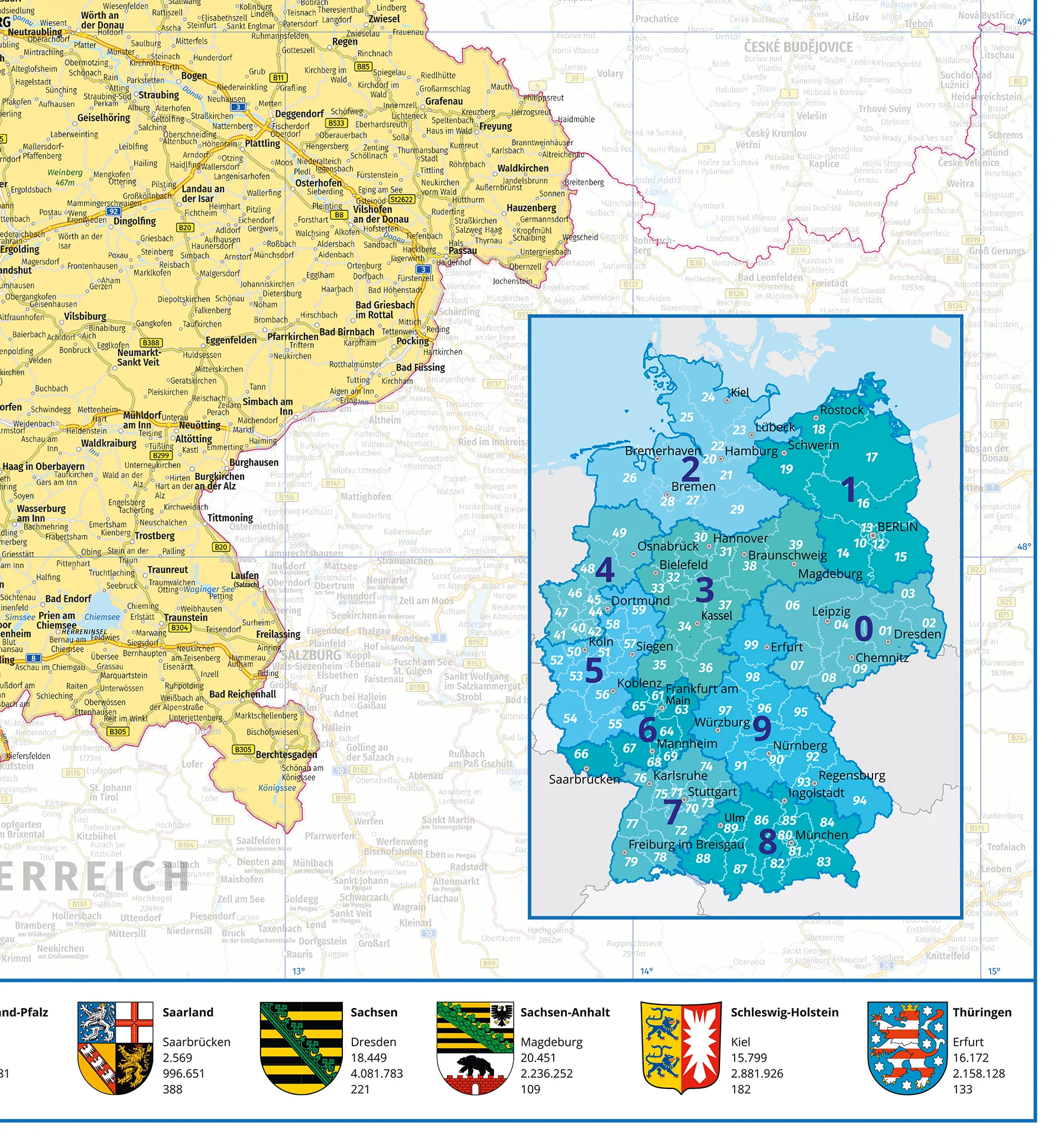 Deutschlandkarte XXL Poster Politische Landkarte 100x140 - Image 5