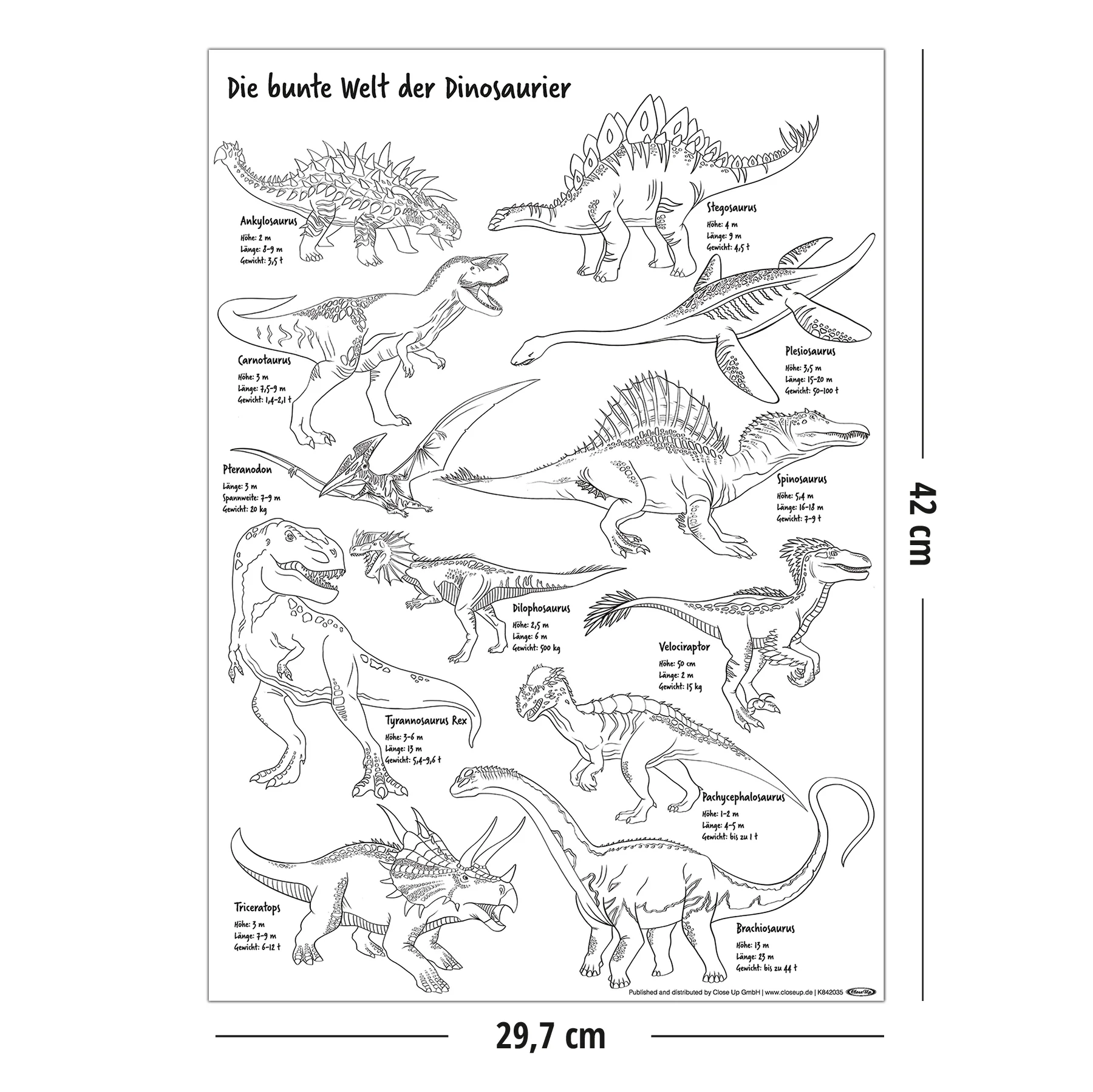 Dinosaurier Poster Din A3 zum Ausmalen, 120 gr. offset - Image 2