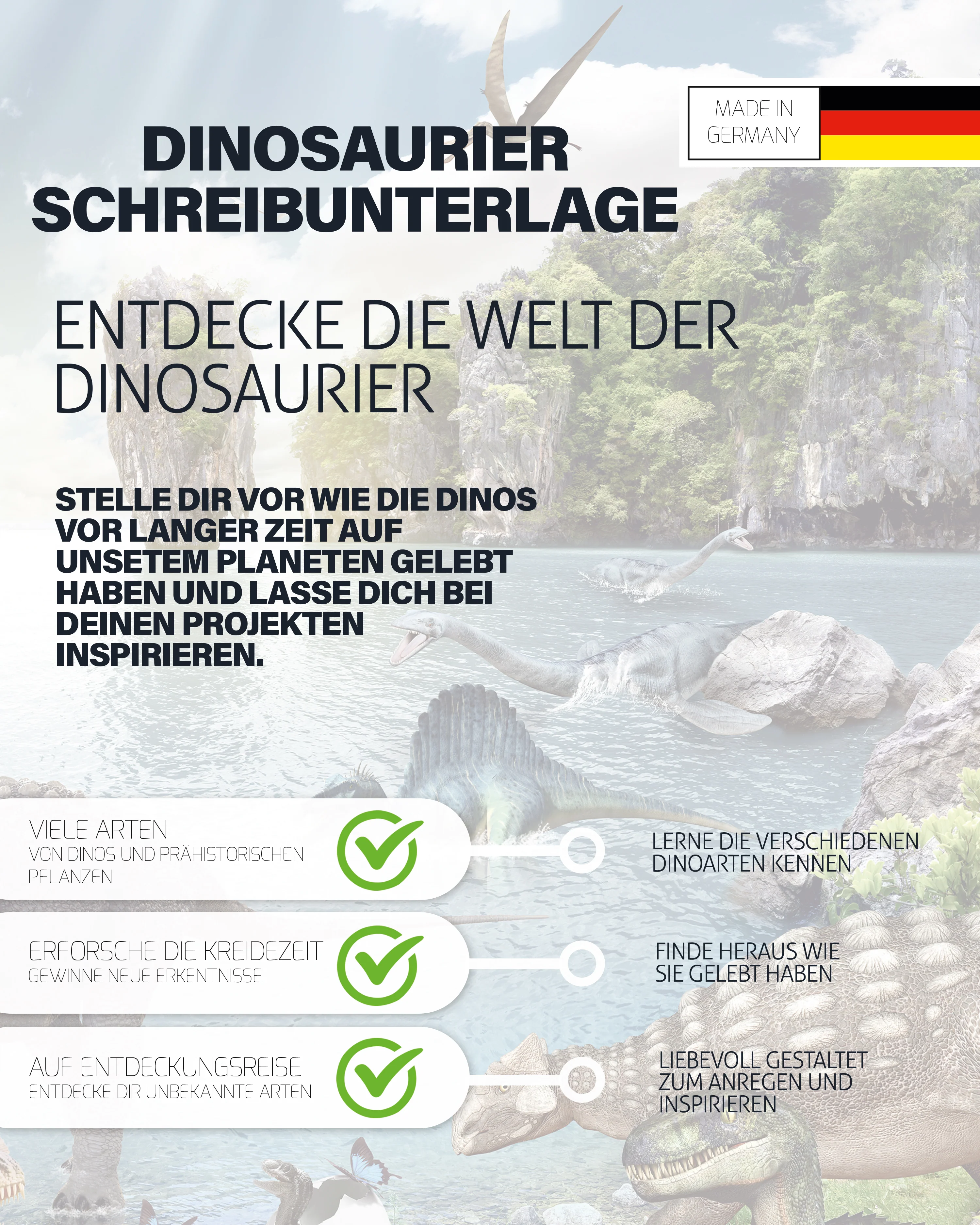 Dinosaurier Schreibtischunterlage für Kinder 60x40cm - Image 4