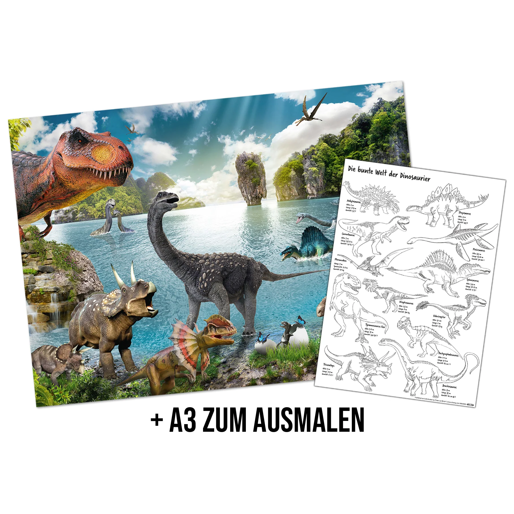 Dinosaurier XXL Poster-Set besteht aus XXL-& Ausmalposter - Image 2