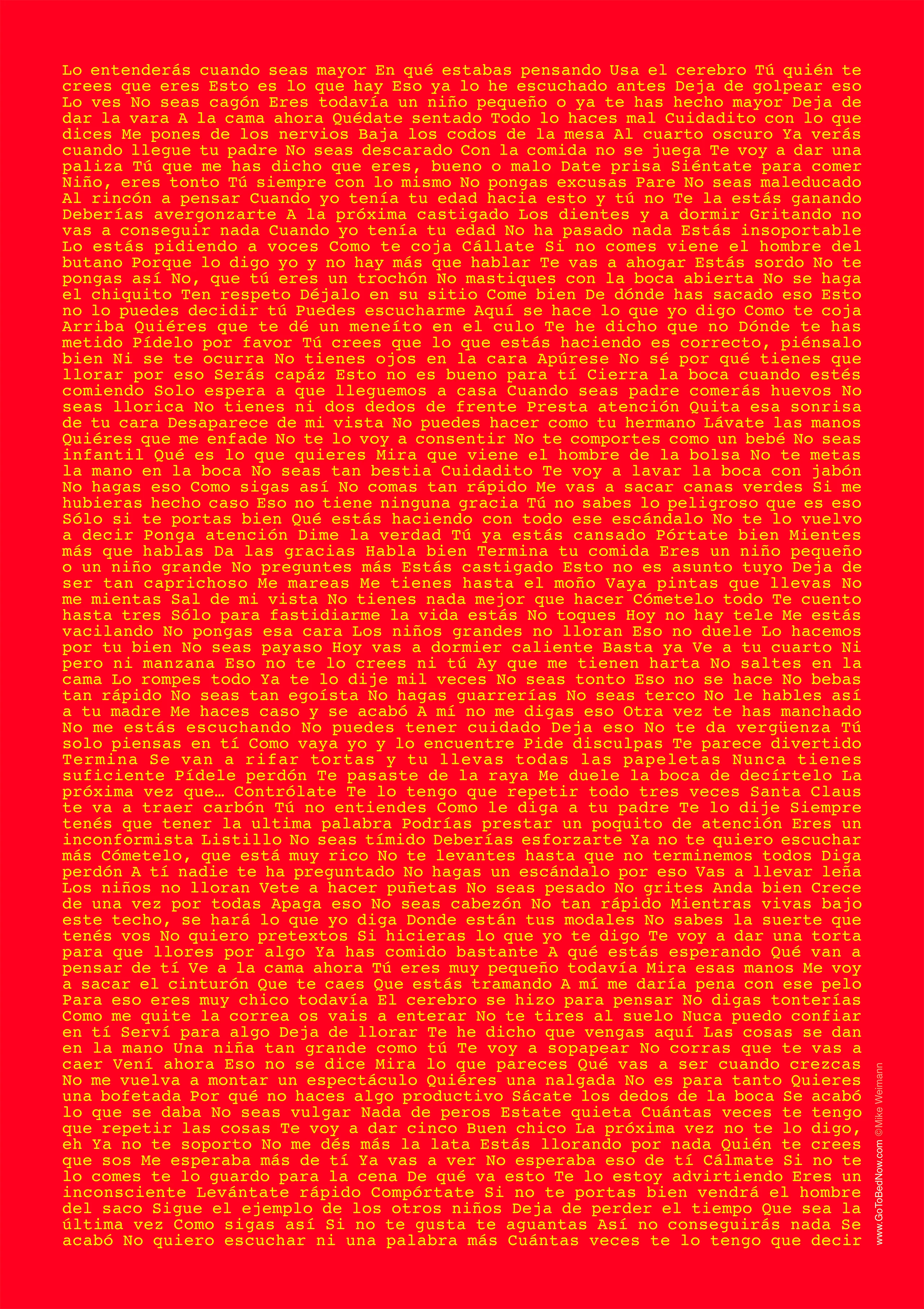 Erziehungssprüche Poster auf spanisch