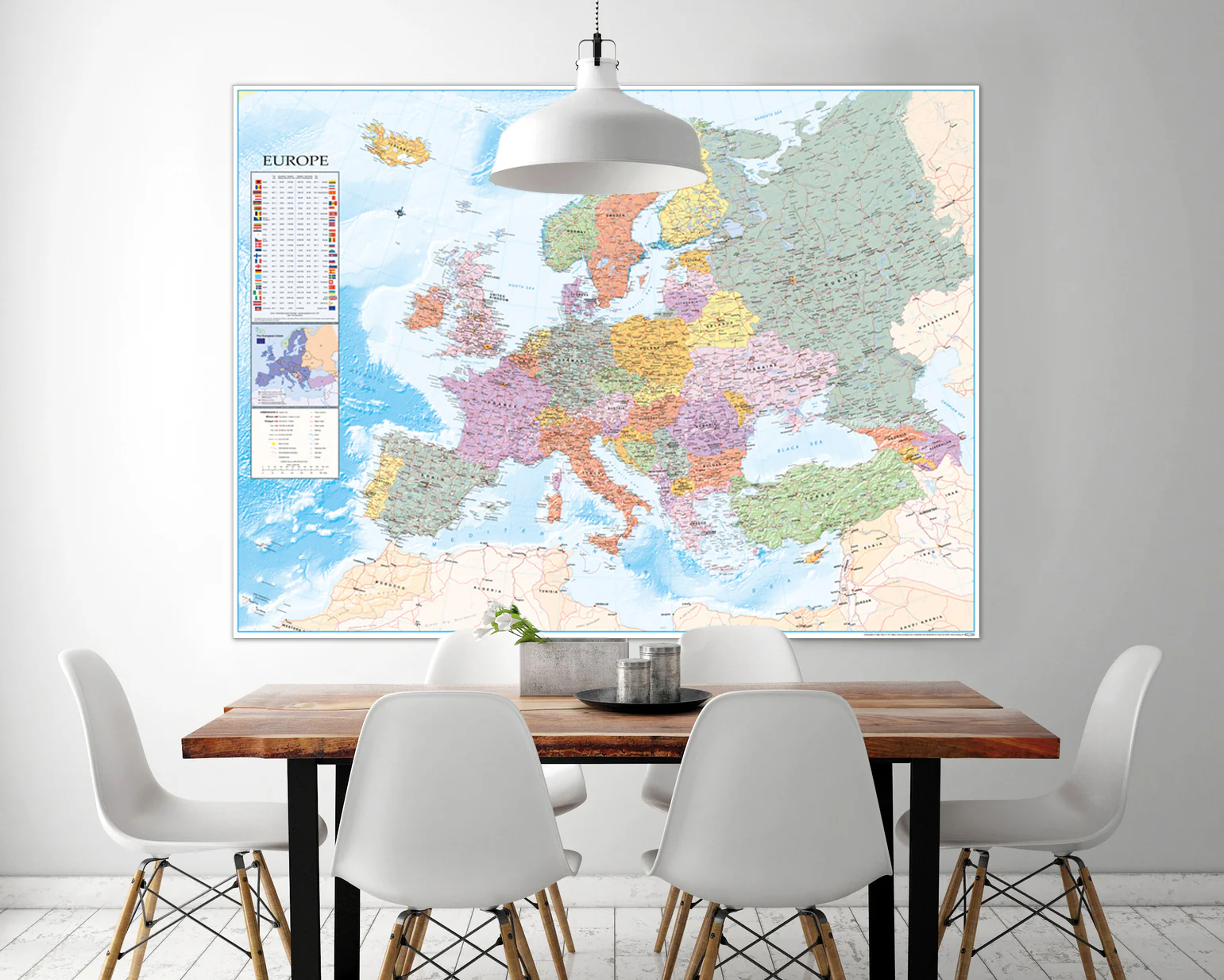 Europakarte XXL Poster Flaggen Englisch 135 x 100 cm - Image 2