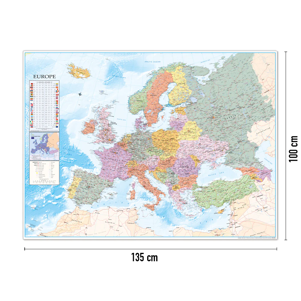 Europakarte XXL Poster Flaggen Englisch 135 x 100 cm - Image 3
