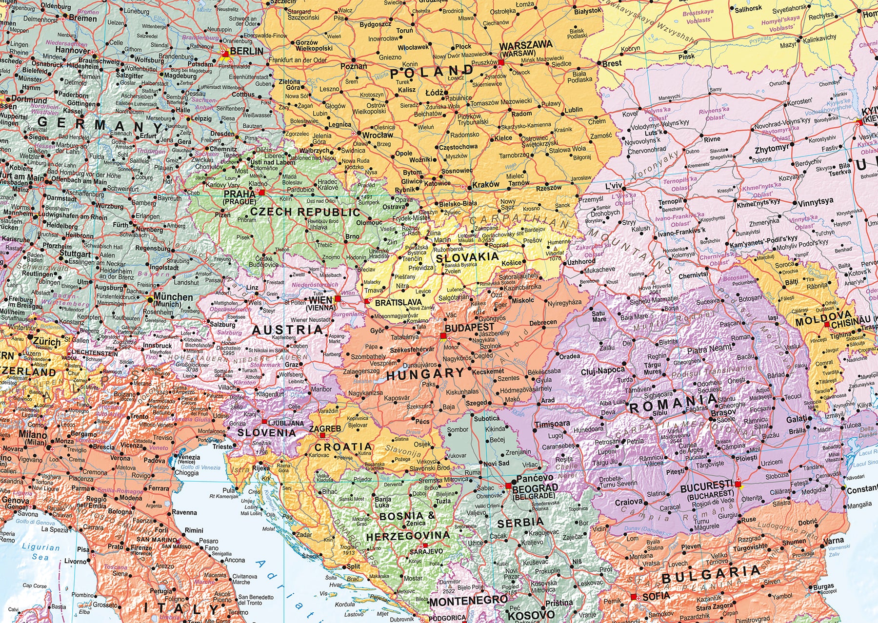 Europakarte XXL Poster Flaggen Englisch 135 x 100 cm - Image 4