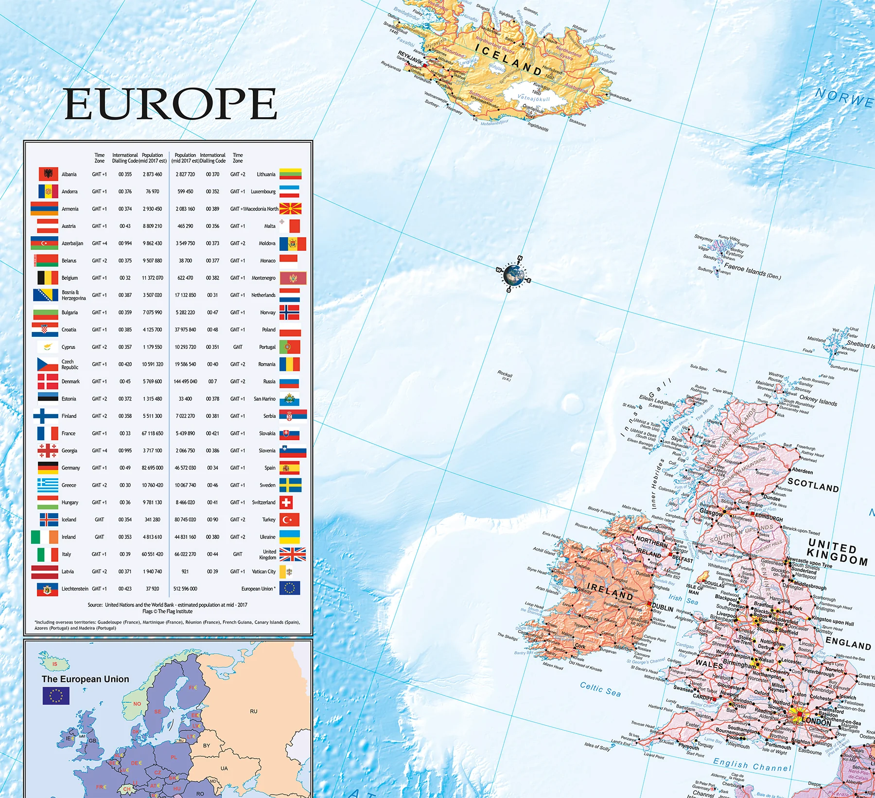 Europakarte XXL Poster Flaggen Englisch 135 x 100 cm - Image 5