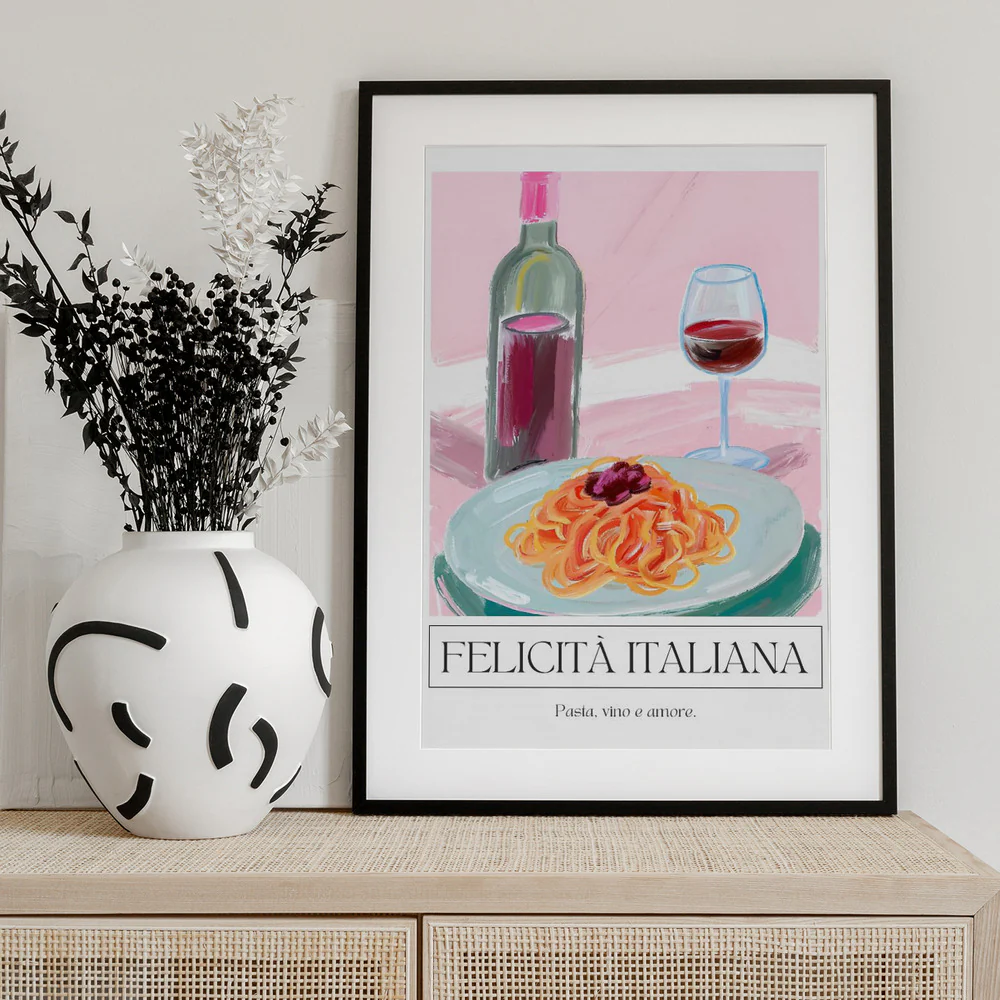 Felicitá Italiana | Pasta Vino e Amore Poster Kunstdruck in verschiedenen Größen by Ohkimiko - Image 2