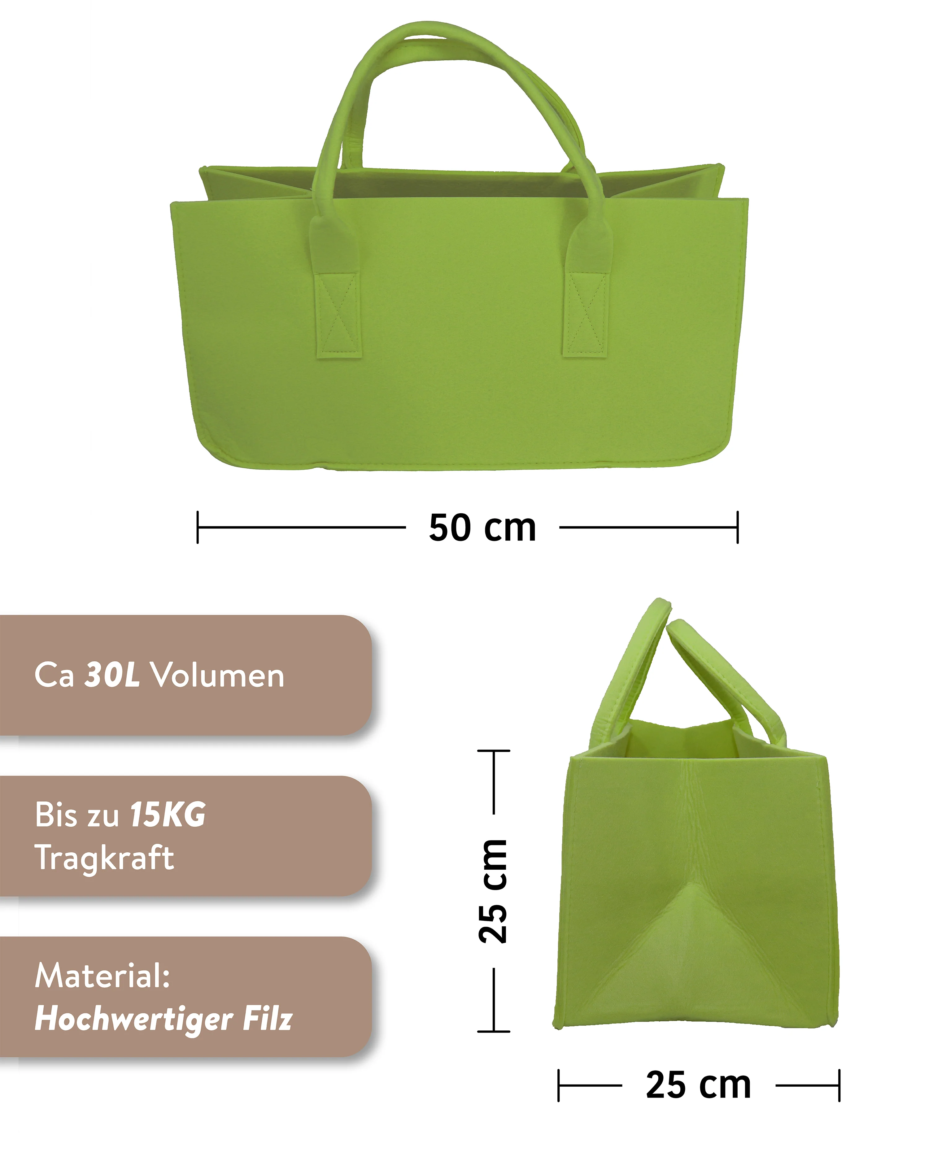 Filztasche Kaminholz Grün Tragetasche, Felt Bag - Image 2