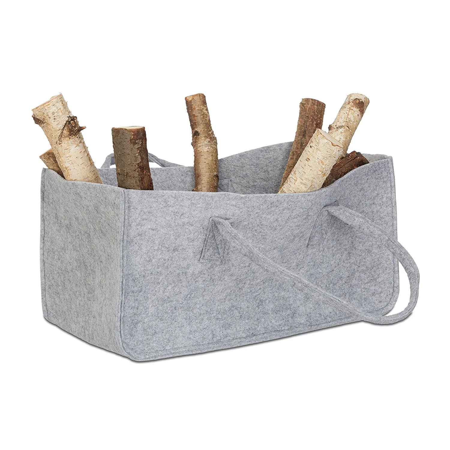 Filztasche Kaminholz Hellgrau Tragetasche, Felt Bag - Image 4