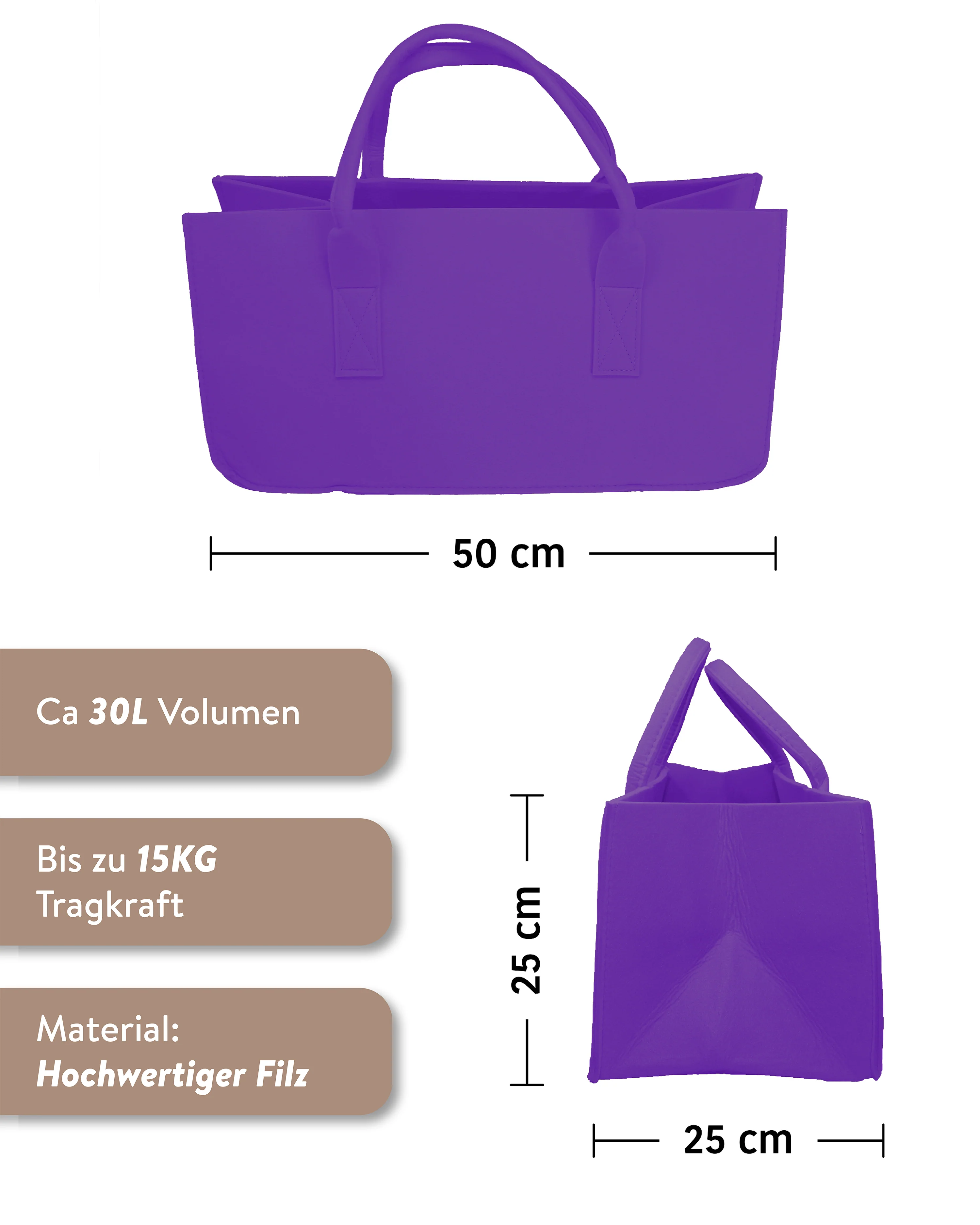 Filztasche Kaminholz Orchidee Tragetasche, Felt Bag - Image 2