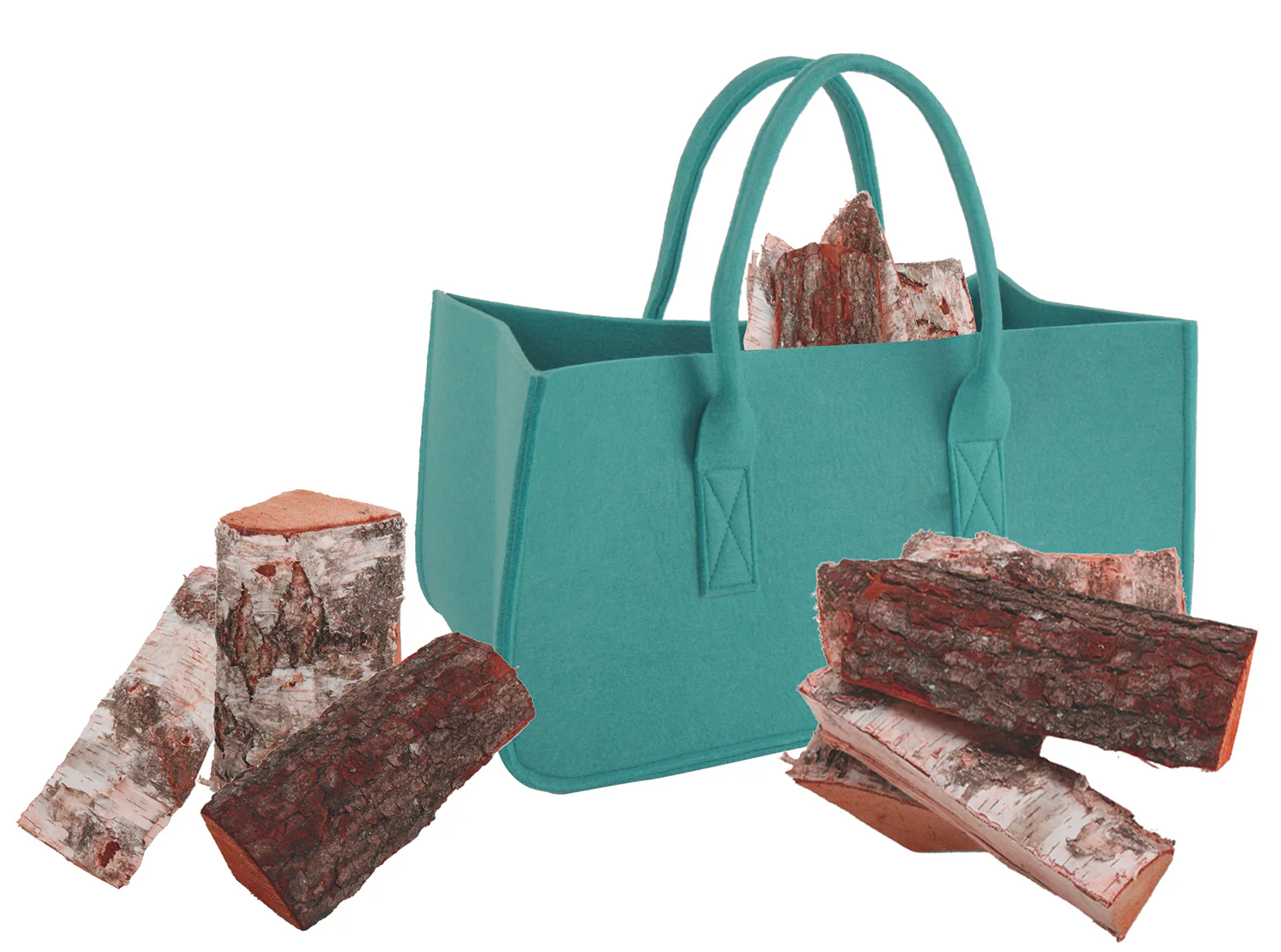 Filztasche Kaminholz Türkis Tragetasche, Felt Bag - Image 3