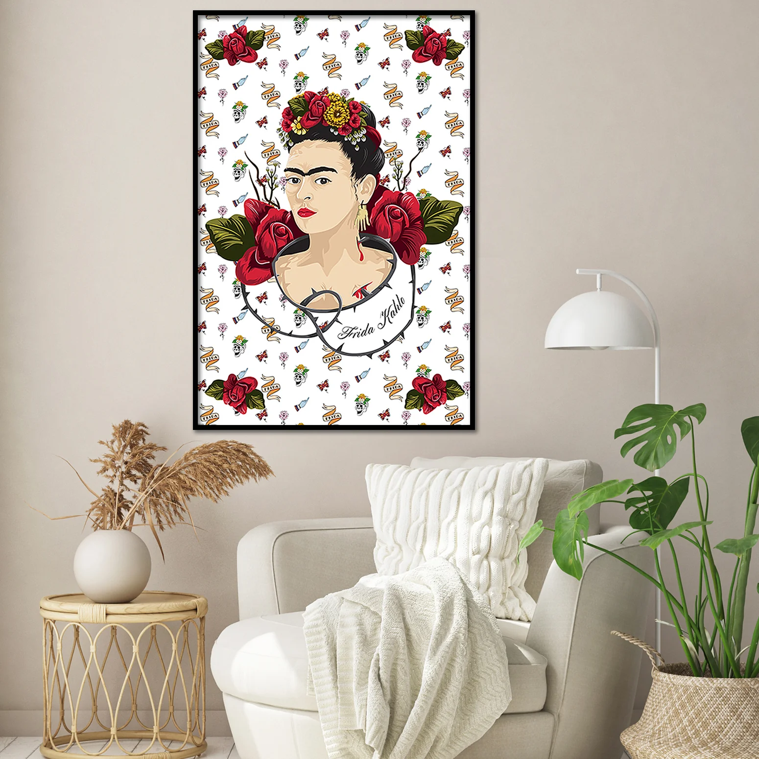 Frida Kahlo Poster Red and White - Image 2