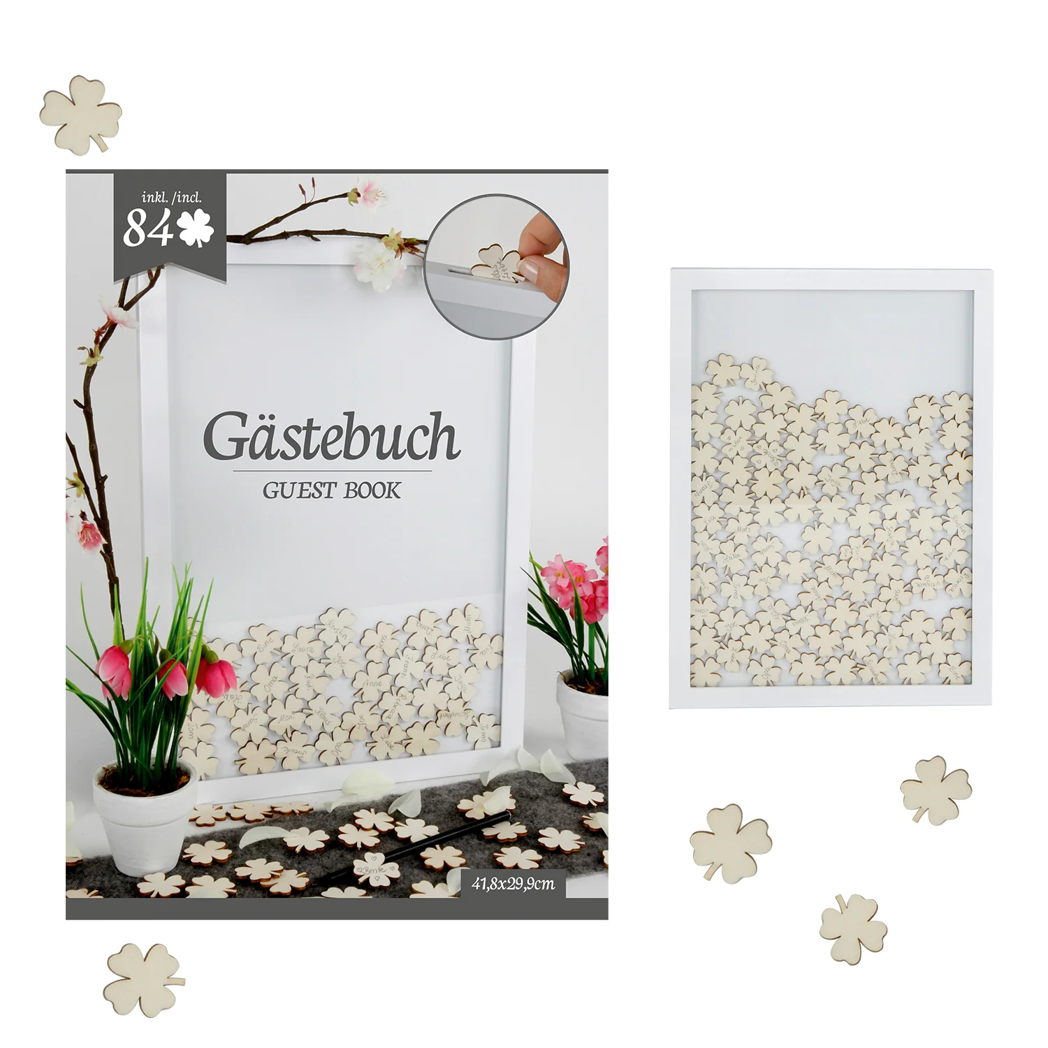 Gästebuch im Rahmen mit Kleeblättern zum Beschriften - Image 3
