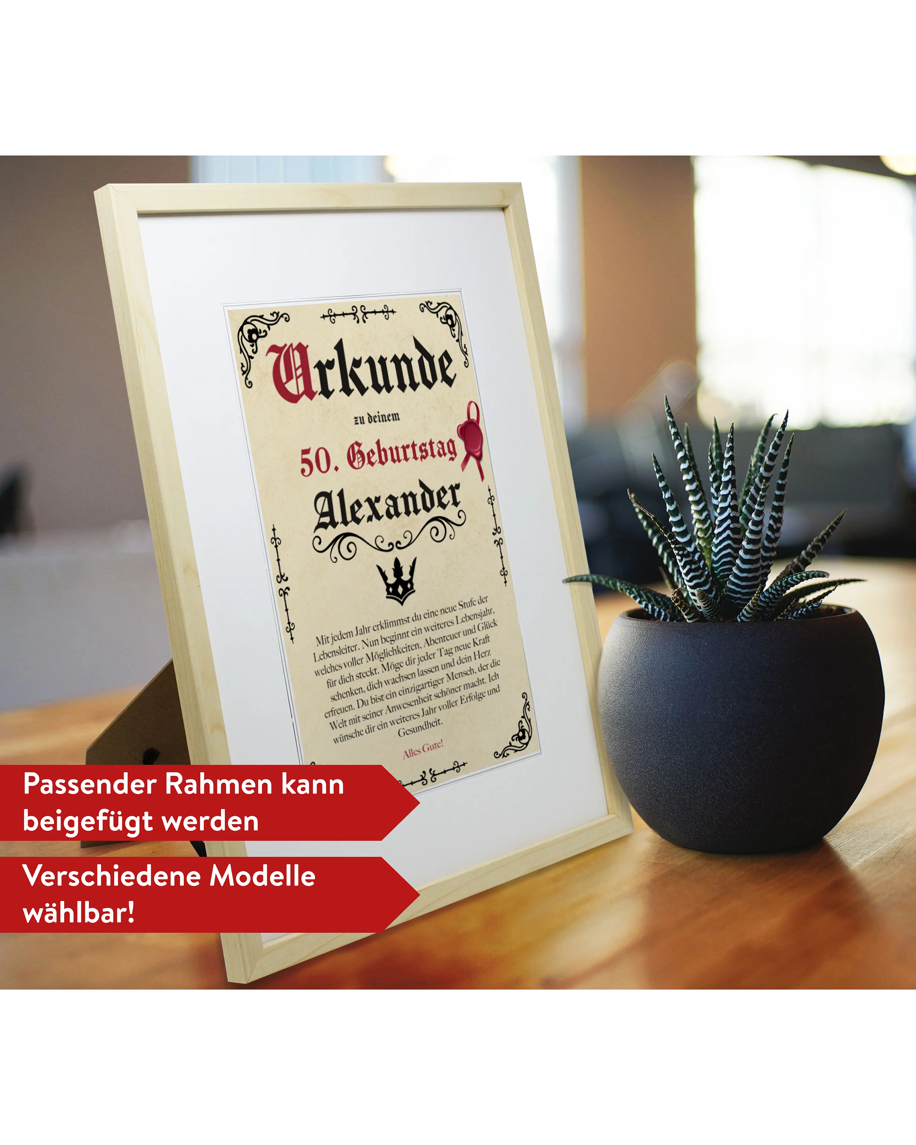 Geburtstags Urkunde Personalisierbar mit Wunschname + Alter - Pergament Stil Antik Vintage - 30x40 cm - Image 4