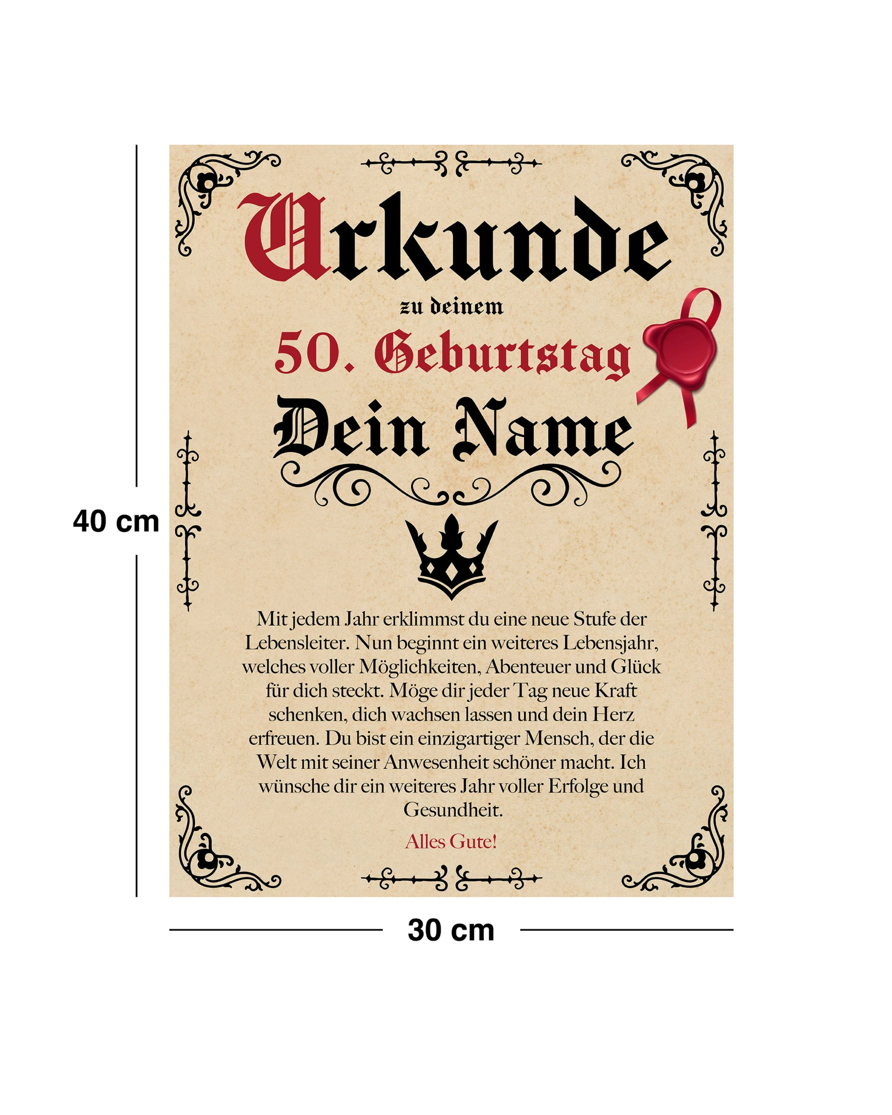 Geburtstags Urkunde Personalisierbar mit Wunschname + Alter - Pergament Stil Antik Vintage - 30x40 cm - Image 6