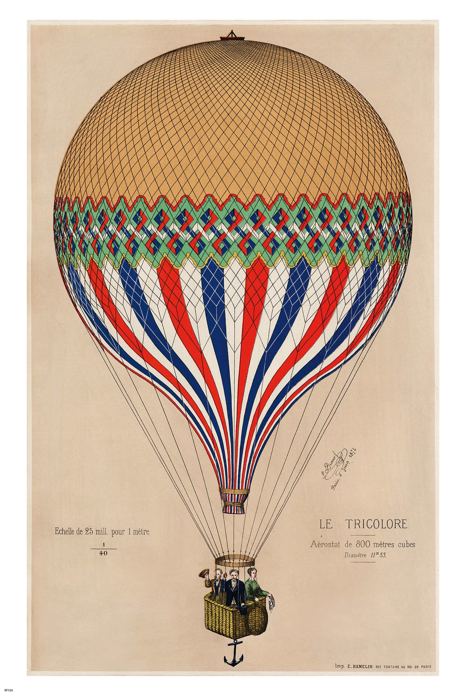 Heißluftballon Poster Le Tricolore, E. Hamelin