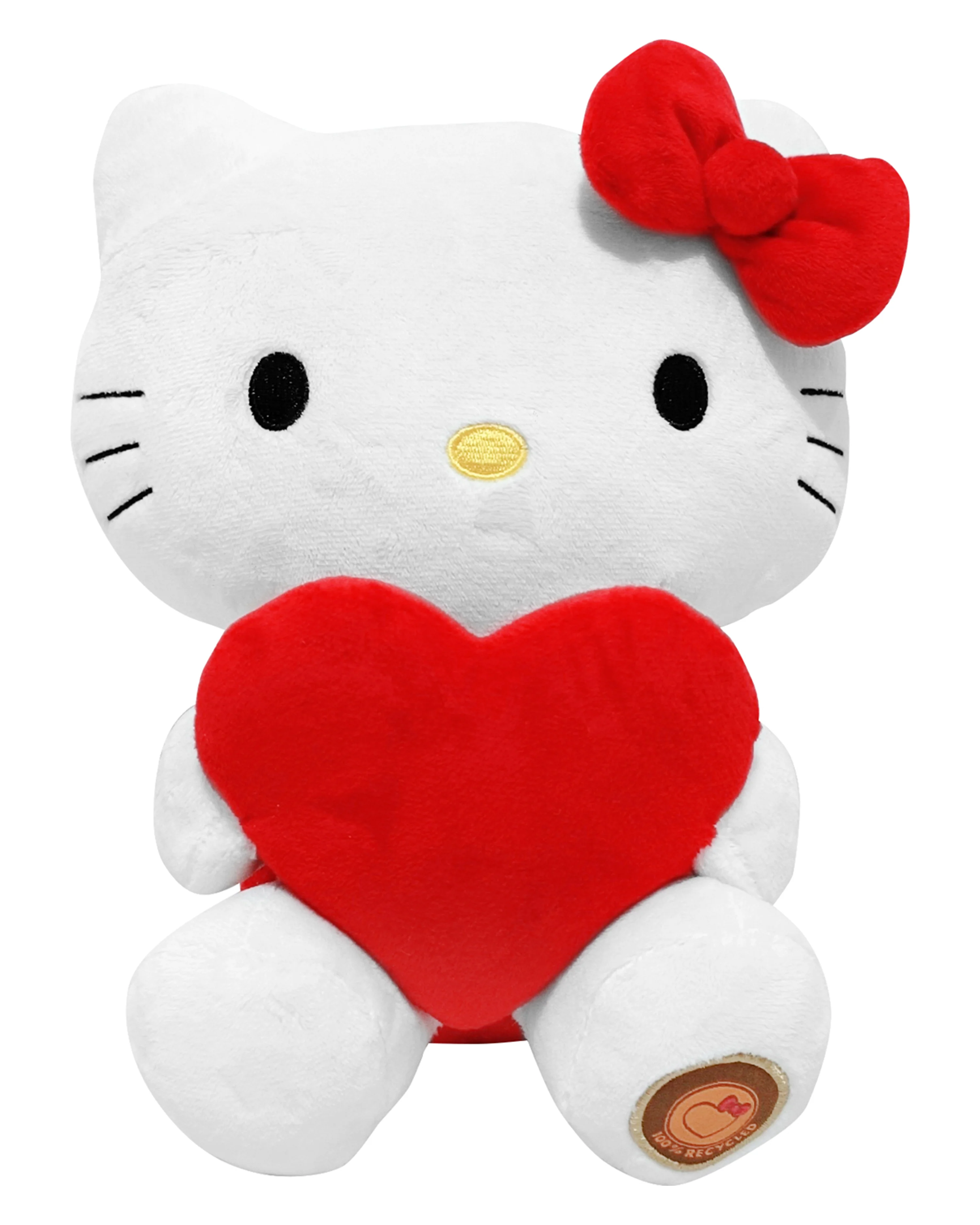 Sanrio - Hello Kitty Classic Eco Edition - Plüschfigur mit Herz, Höhe 24cm
