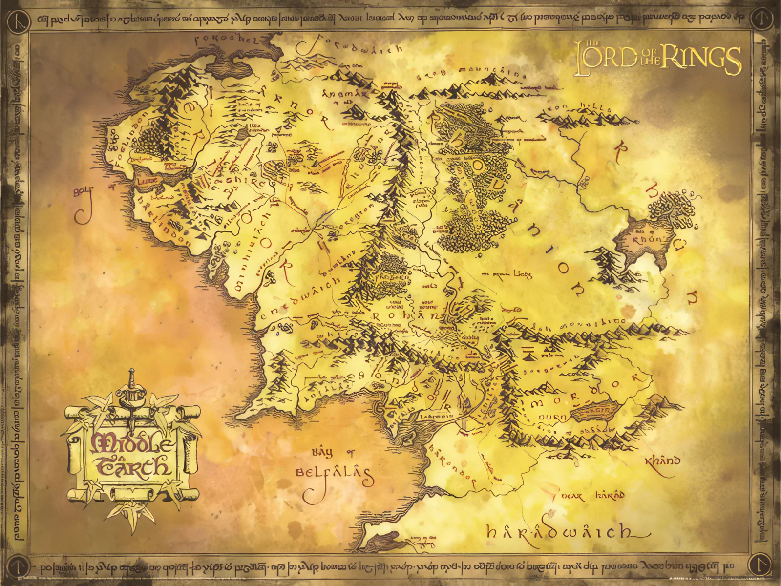 Herr der Ringe Poster Karte von Mittelerde