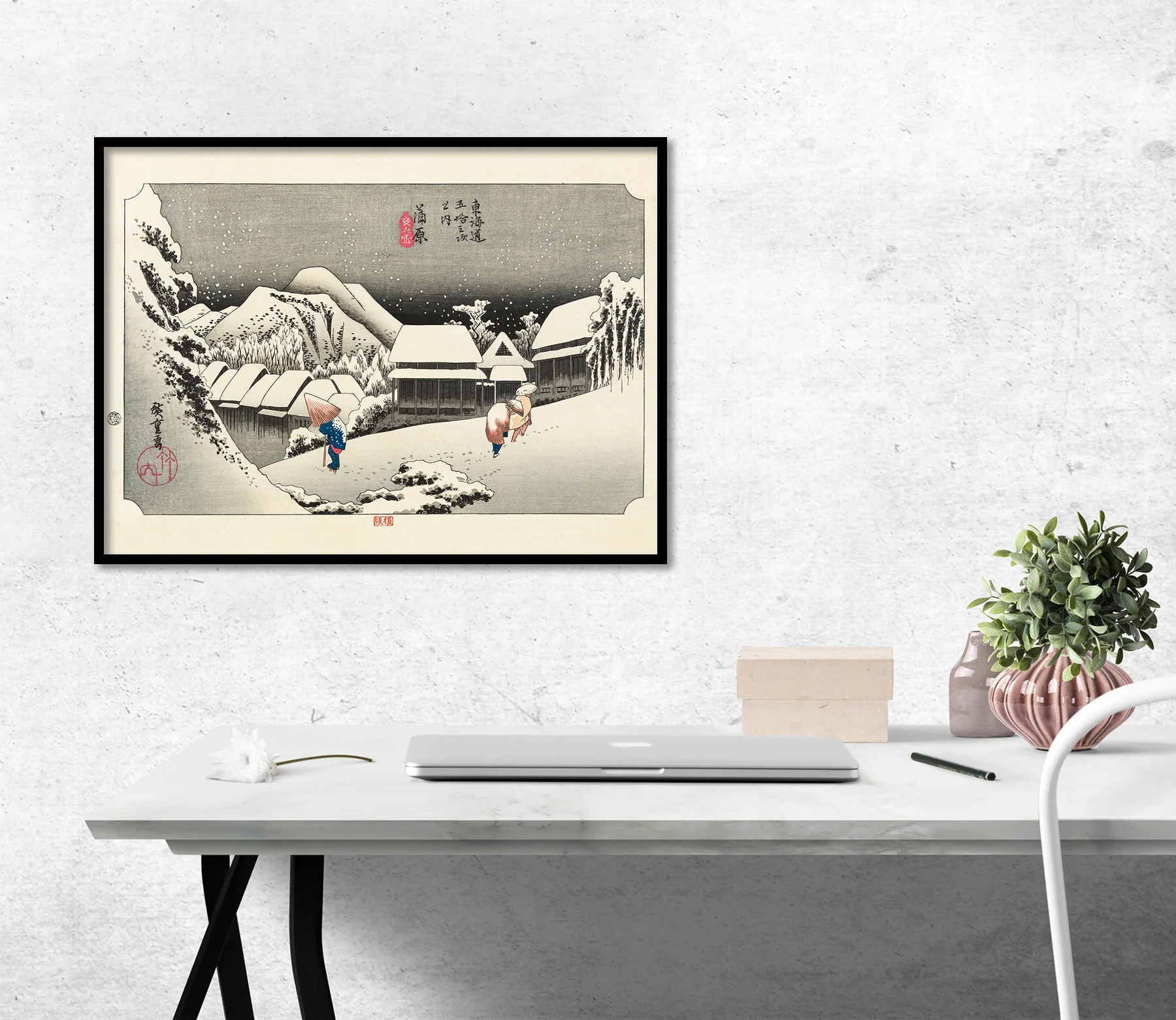 Hiroshige Kunstdruck Kanbara Night Snow - Image 2