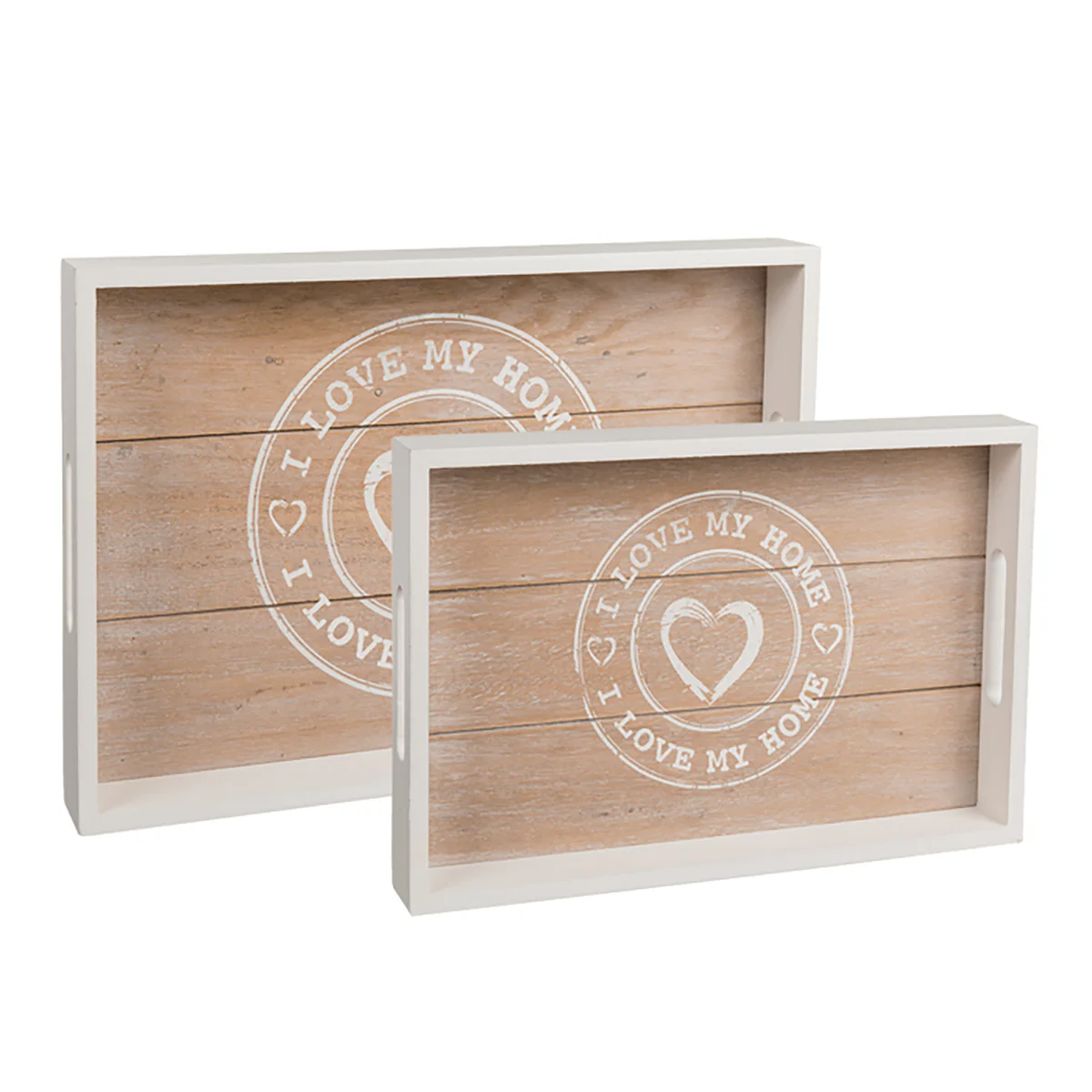 Holz Tabletts I Love My Home 2er Set - Image 3