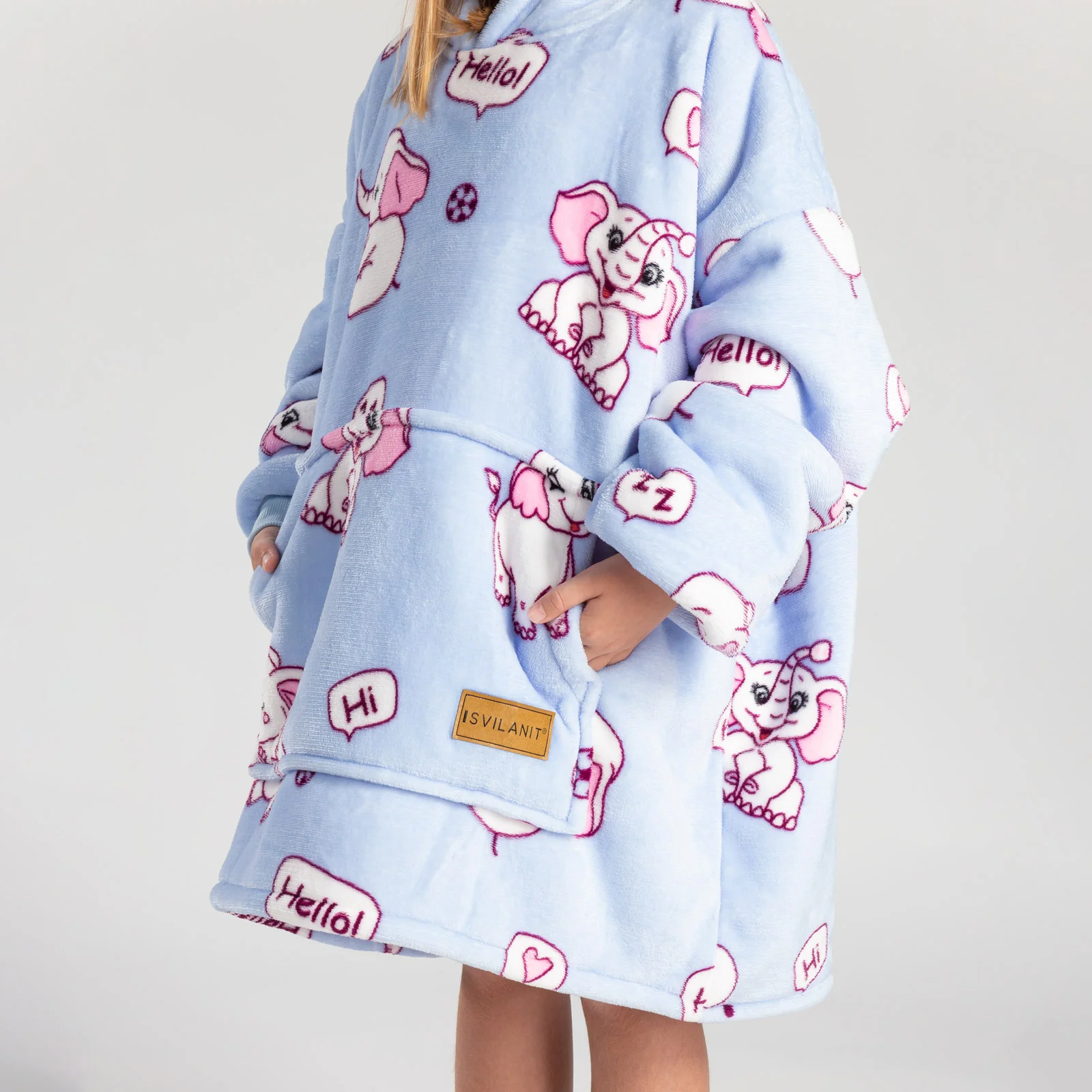 Hoodie Sweatshirt Decke Kids Elefanten, One Size Kinder - Image 3