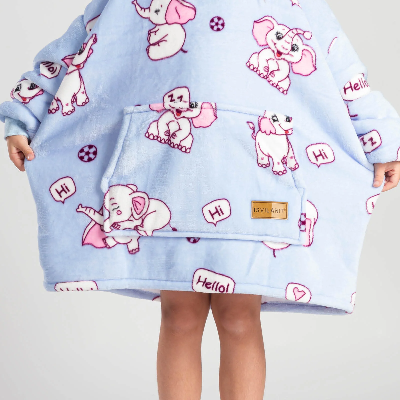 Hoodie Sweatshirt Decke Kids Elefanten, One Size Kinder - Image 5