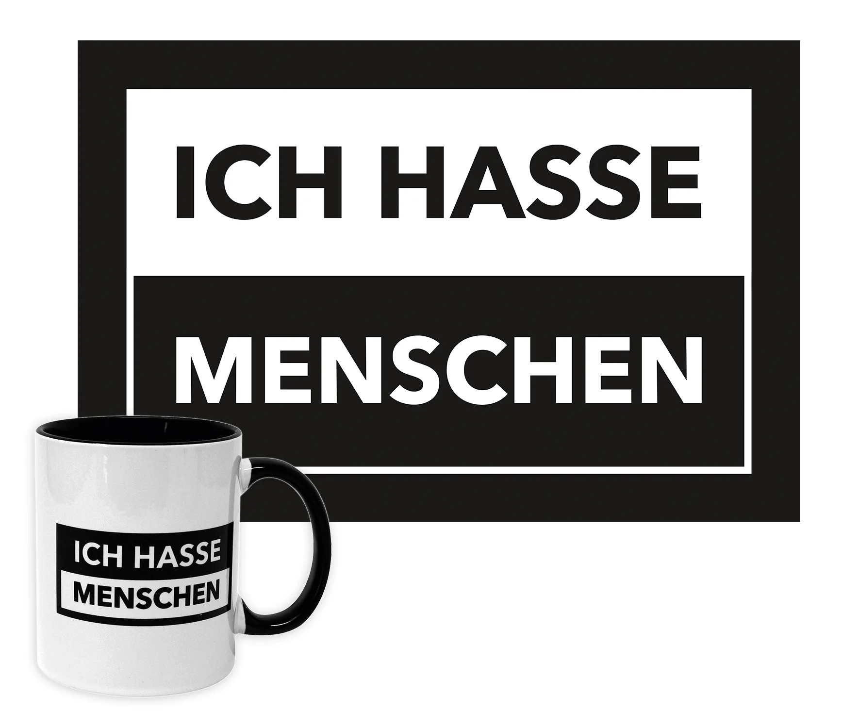 Ich hasse Menschen Tasse und Fußmatten Set