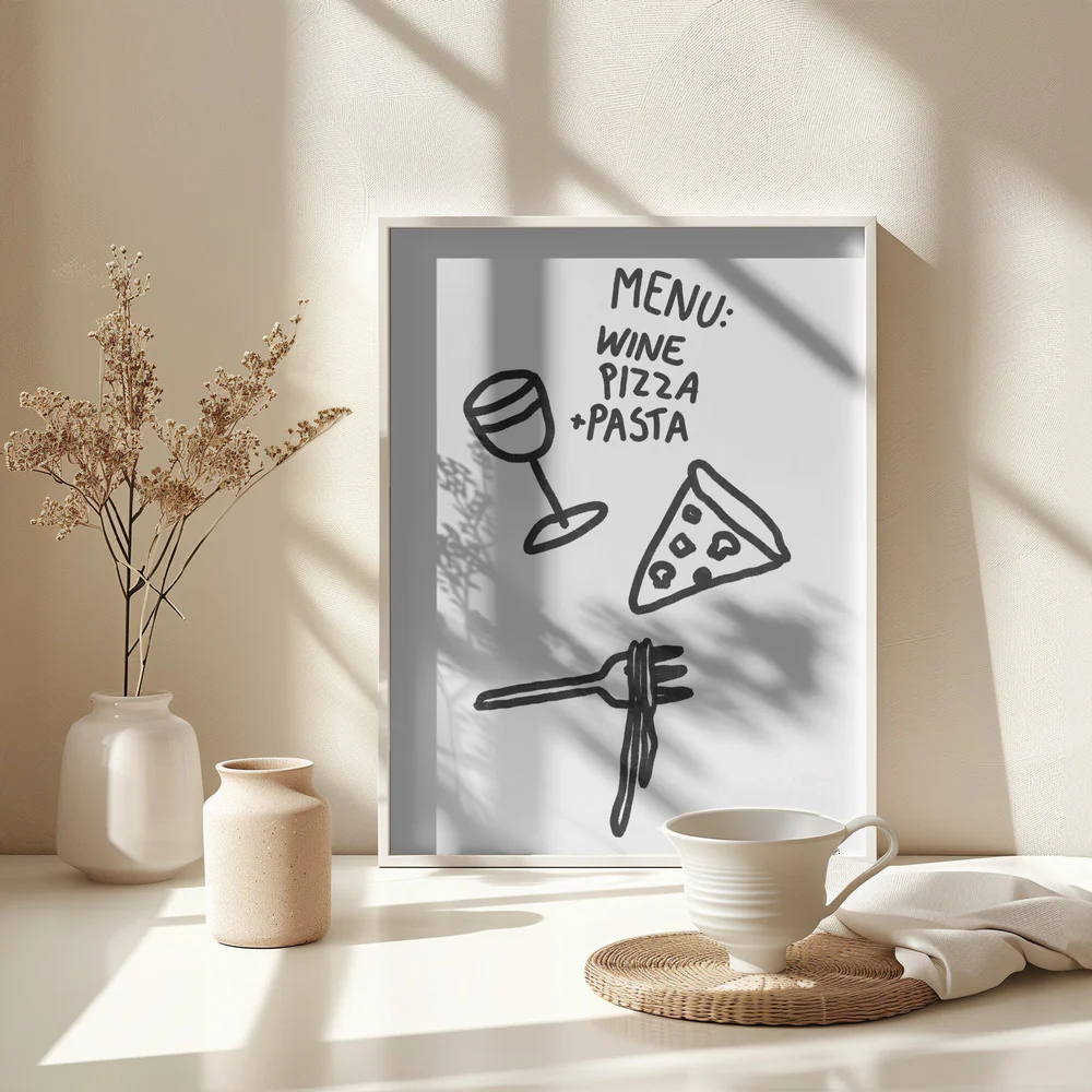 Italian Trio Delight Poster | Pizza, Pasta & Wine | in verschiedenen Größen | by Athene Fritsch - Image 4