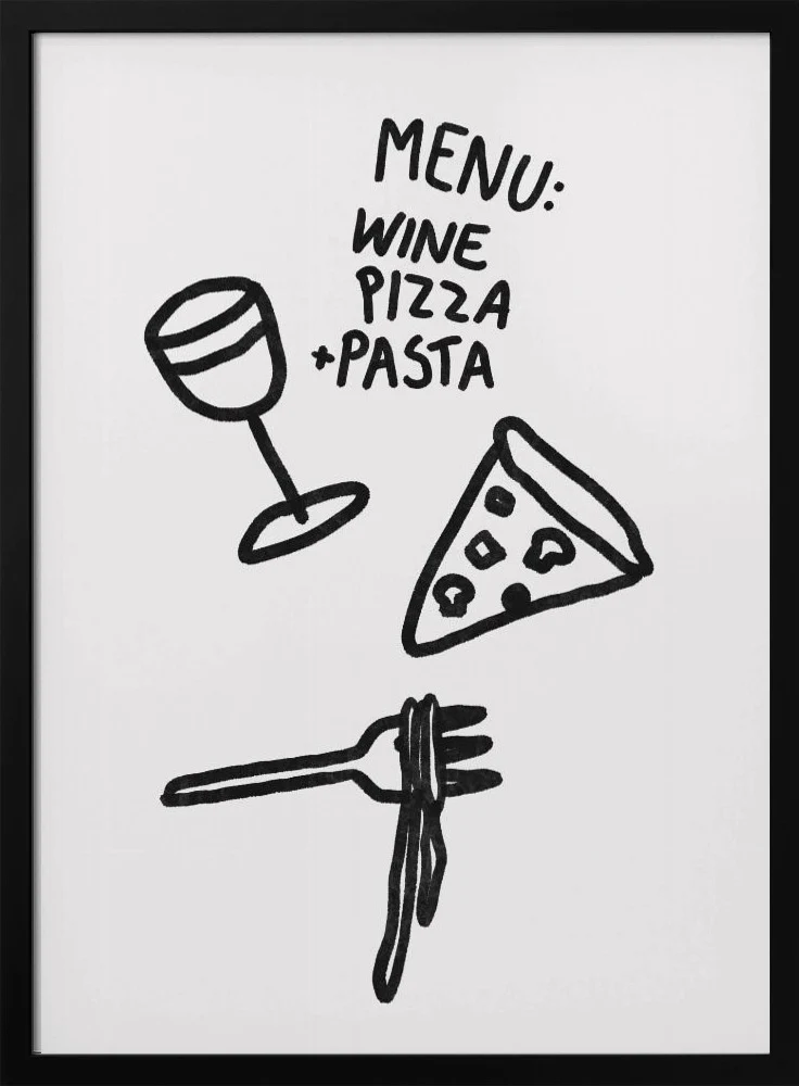 Italian Trio Delight Poster | Pizza, Pasta & Wine | in verschiedenen Größen | by Athene Fritsch - Image 7