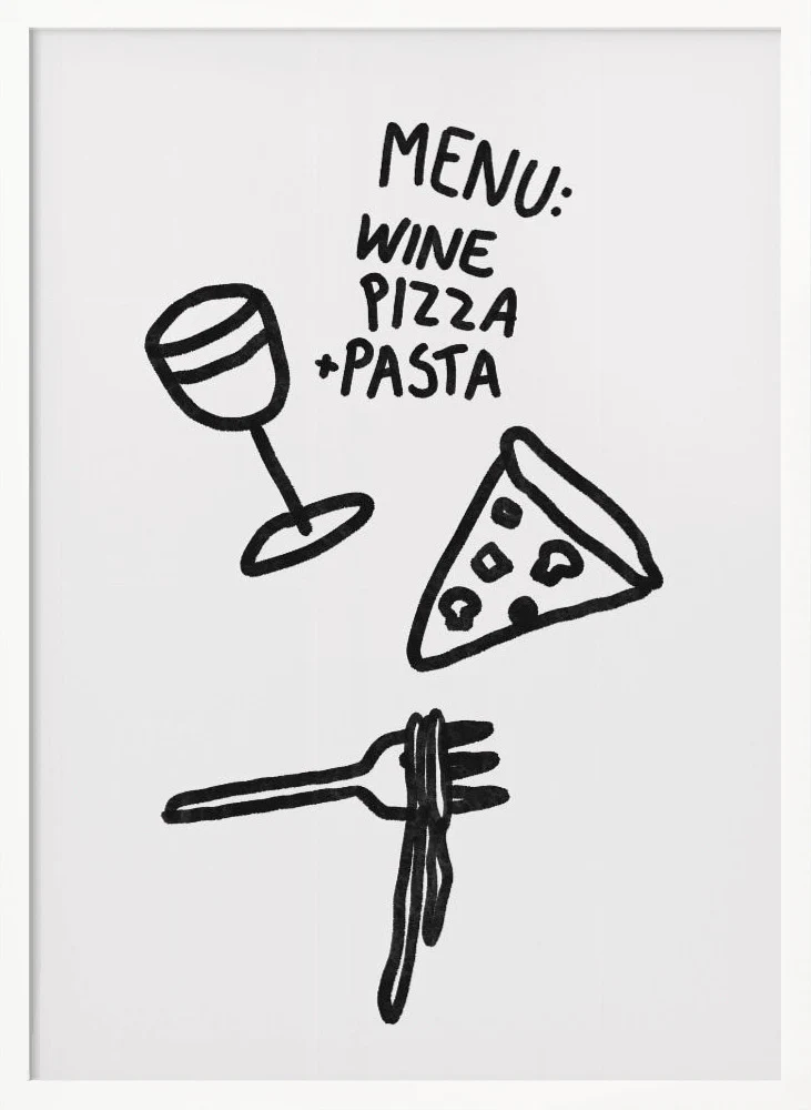 Italian Trio Delight Poster | Pizza, Pasta & Wine | in verschiedenen Größen | by Athene Fritsch - Image 8