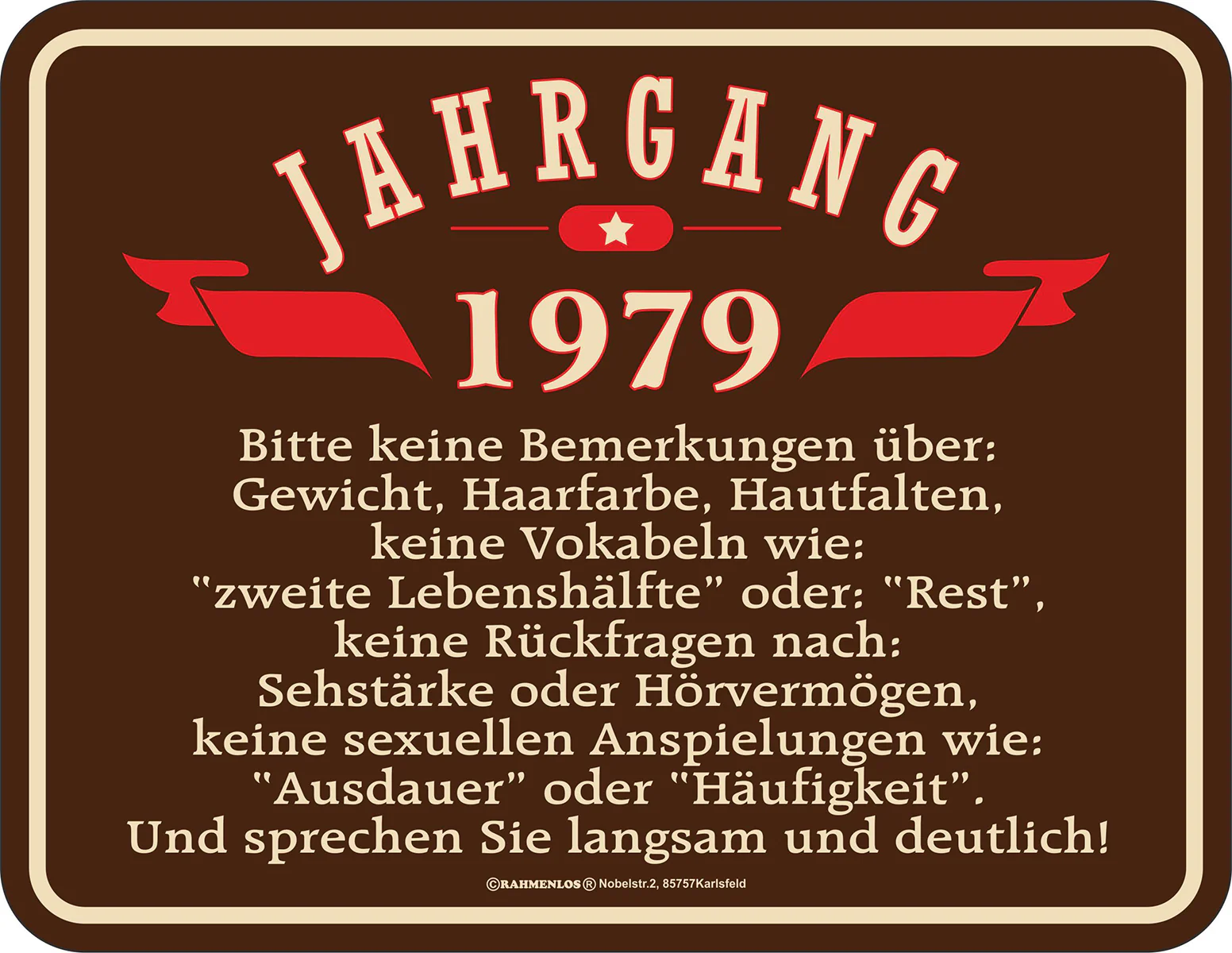 Jahrgang 1979 Blechschild