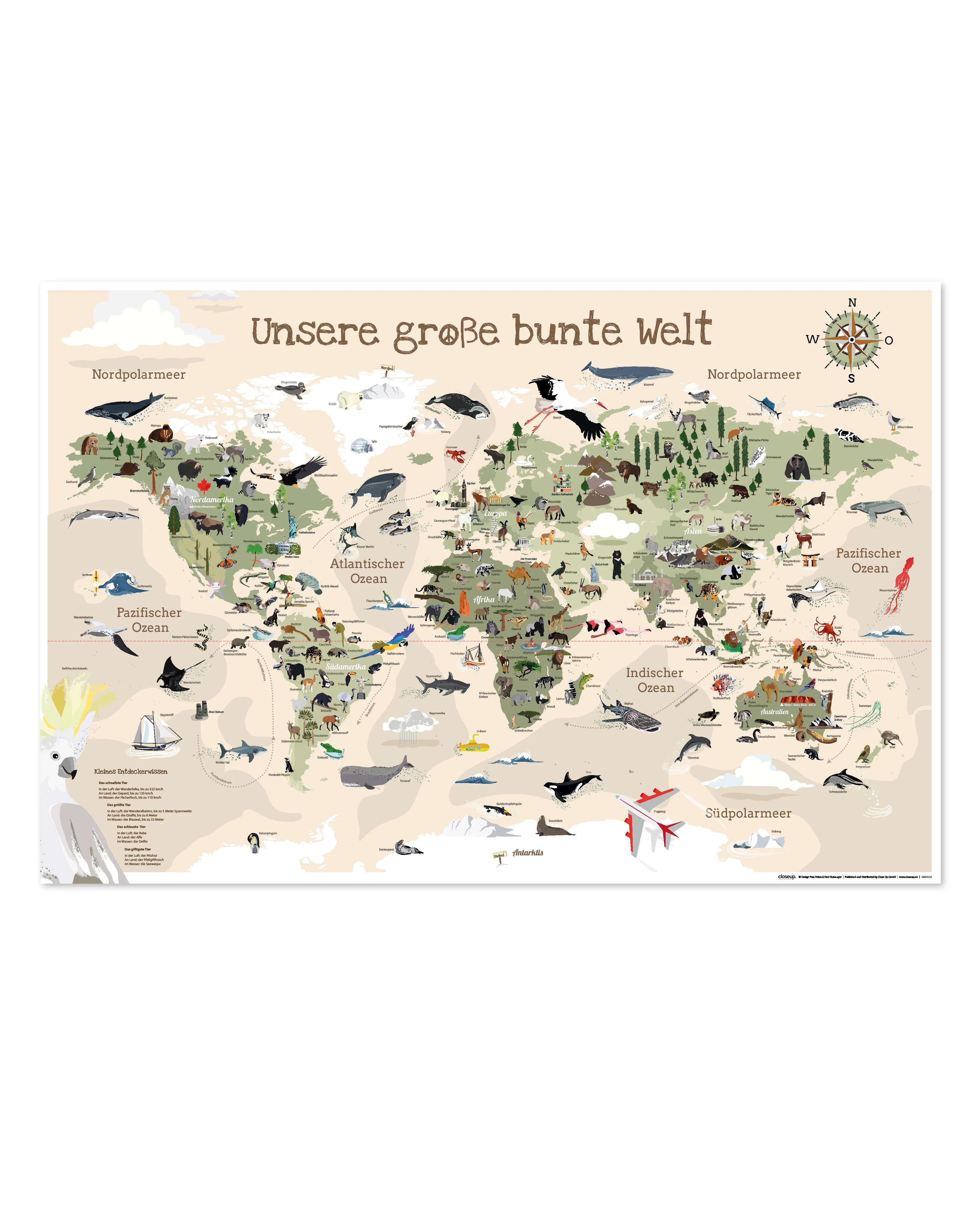 Kinder-Weltkarte XL Poster Beige Version