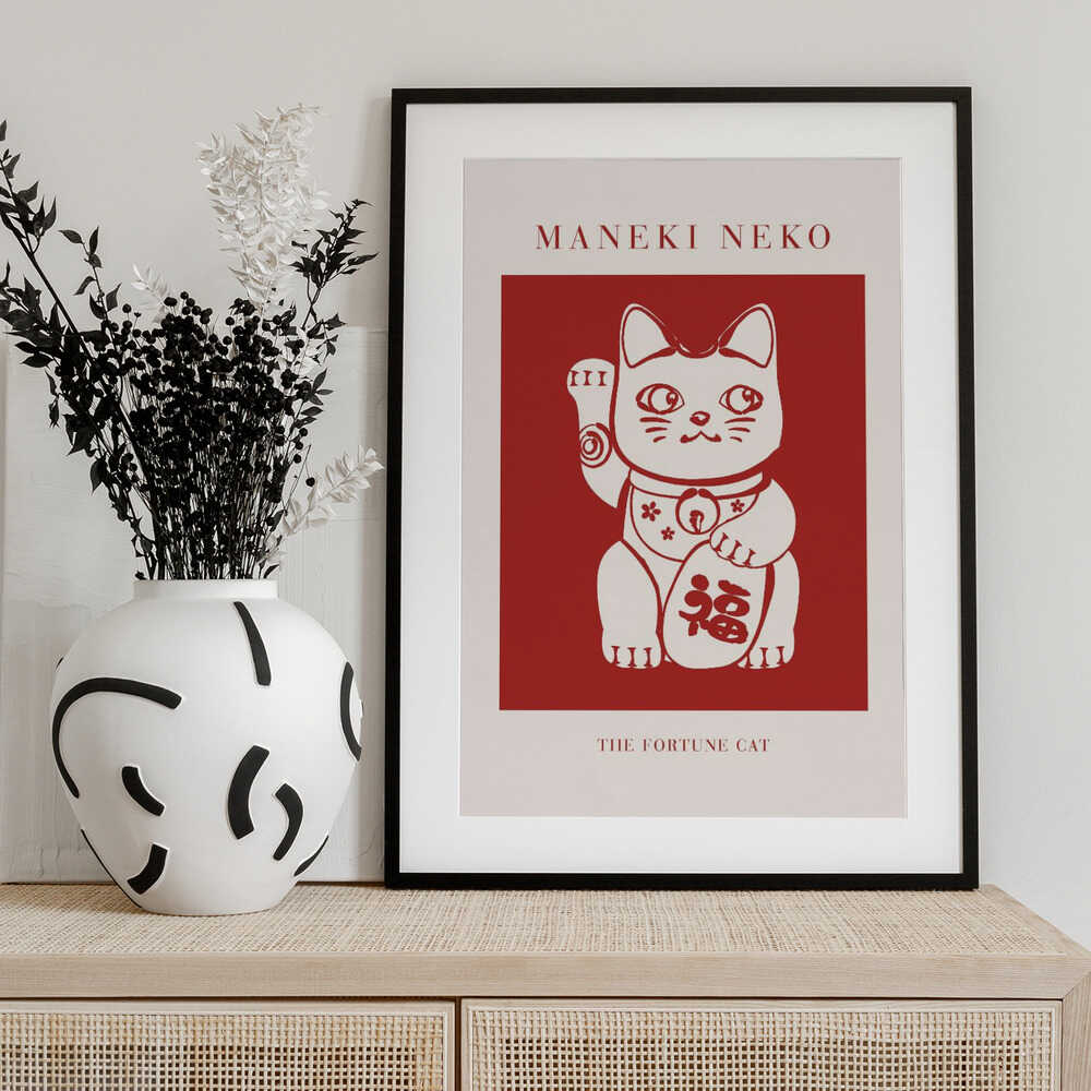 Maneki-Neko Cat Red - Image 2