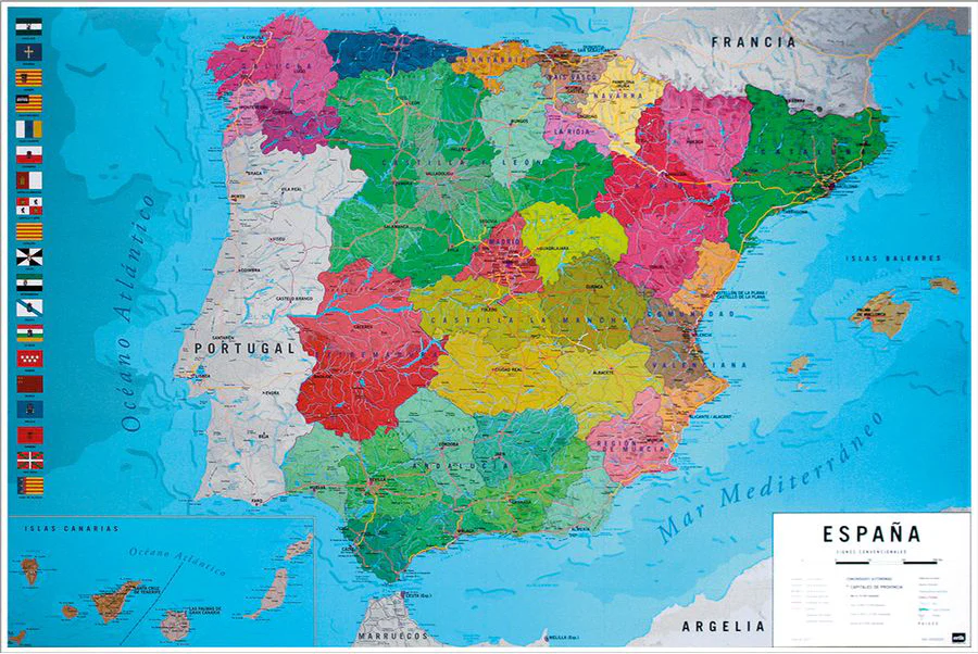 Mapa Físico Político de España Karte von Spanien