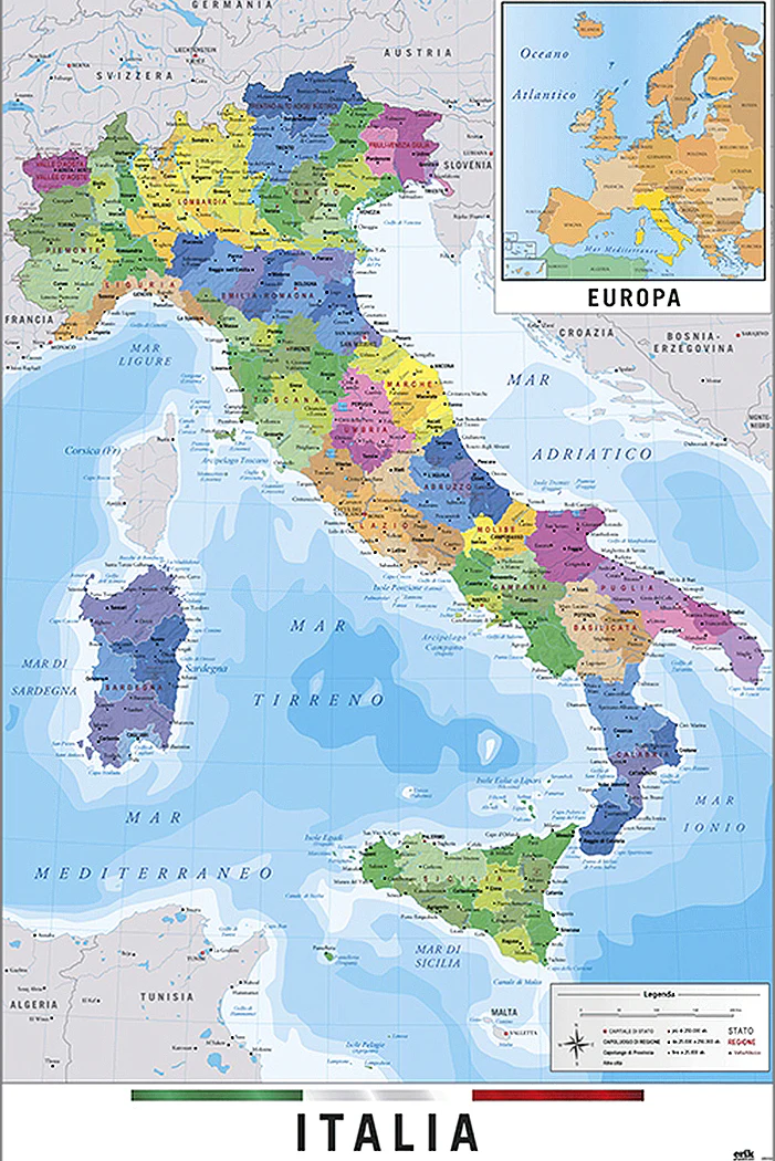 Mappa Italia Fisico Politico Karte von Italien