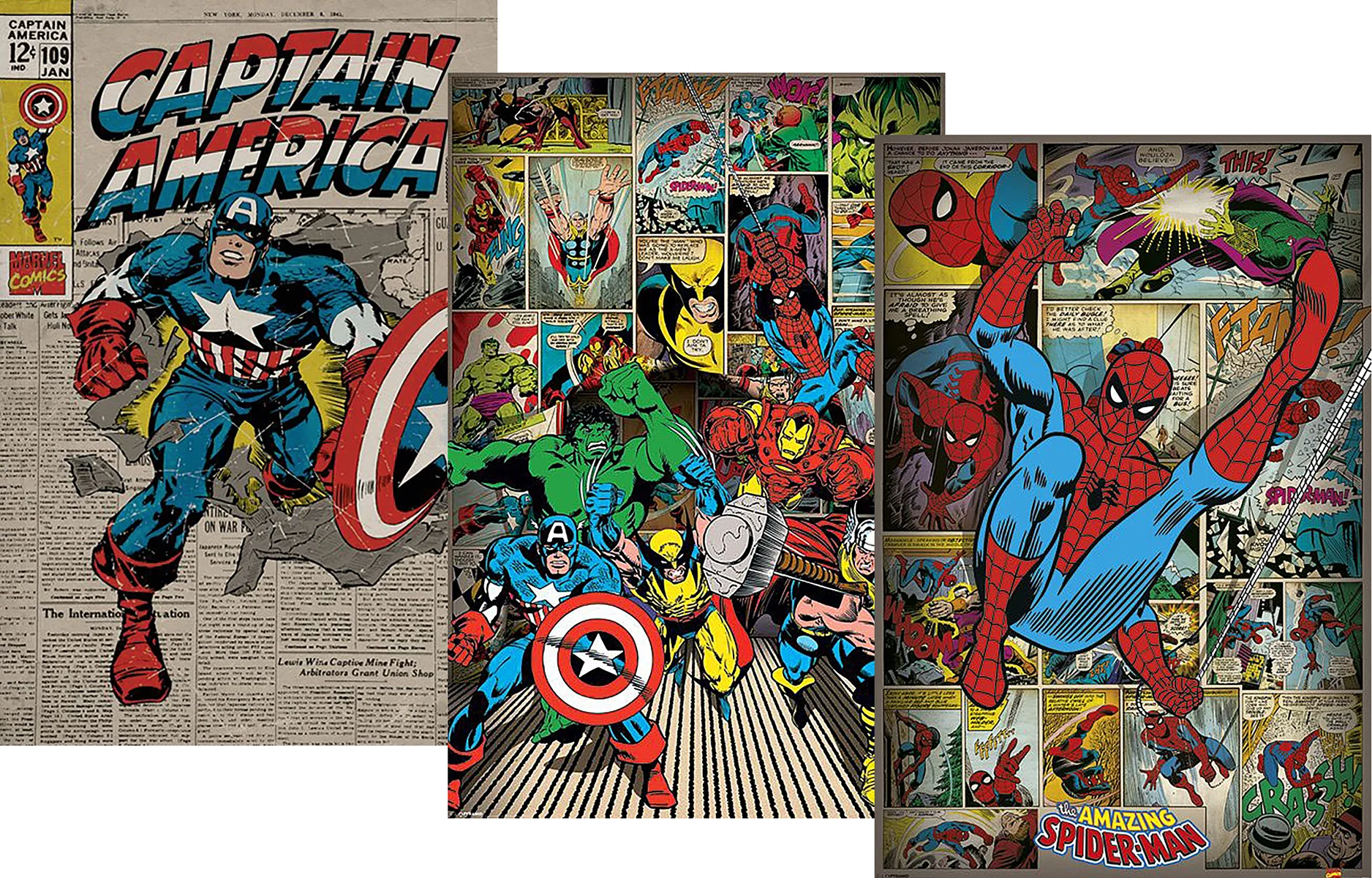 Marvel Comics Poster 3er-Set Retro