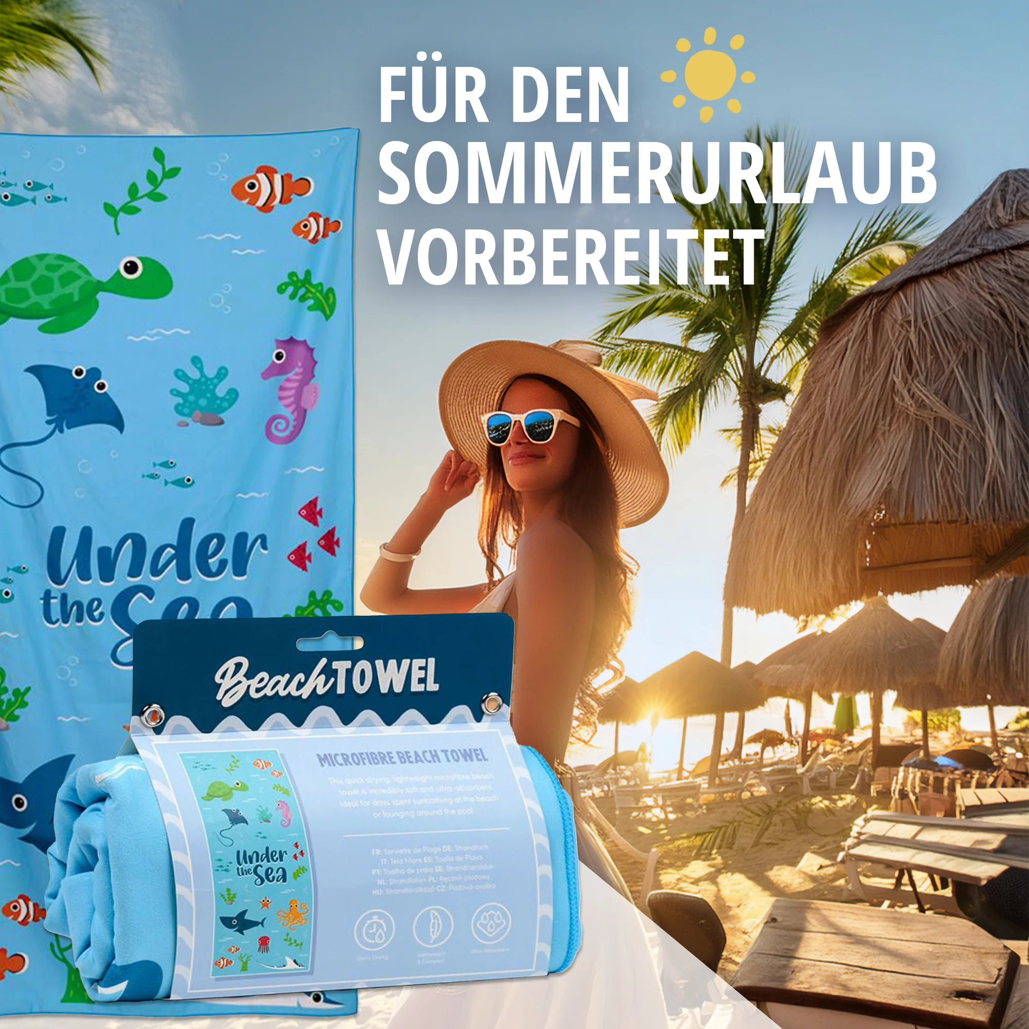 Mikrofaser Strandtuch Under the Sea Meerestiere - Image 2