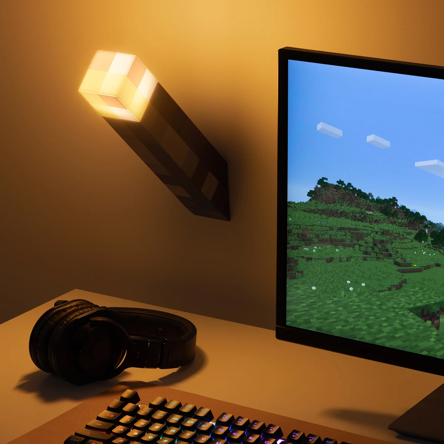 Minecraft Fackellampe Torch light, Tisch -und Wandleuchte - Image 4